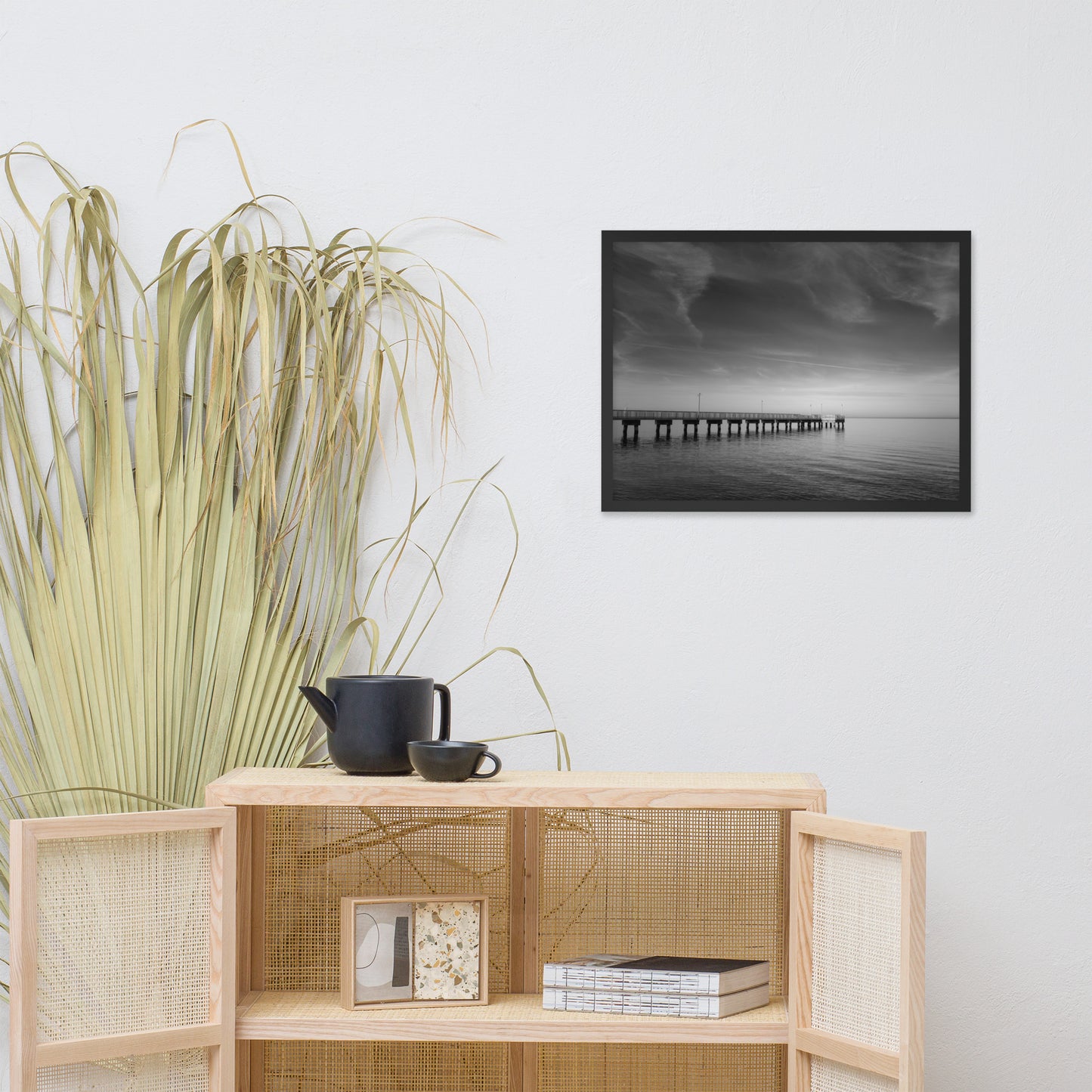 End of the Pier Black and White Framed Photo Wall Art Prints