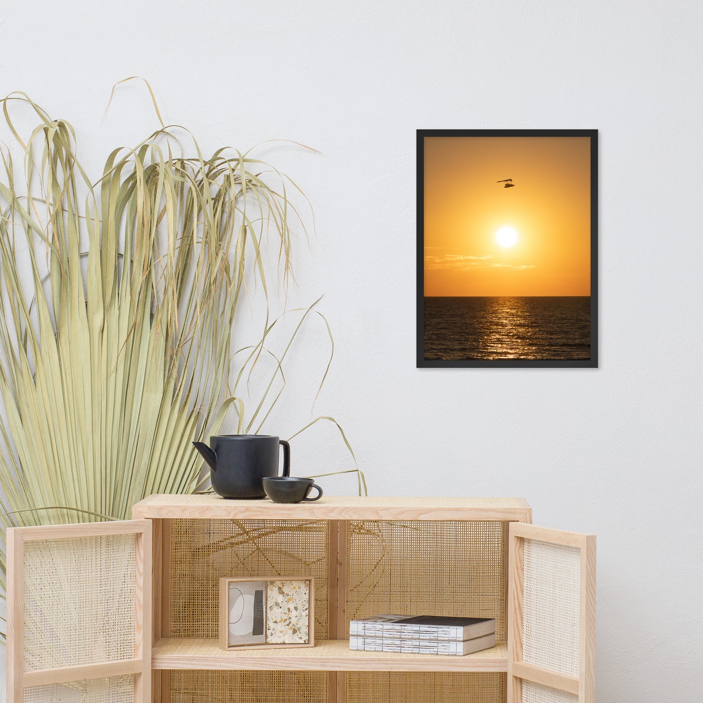 Flying High at Sunset Coastal Landscape Photo Framed Wall Art Print