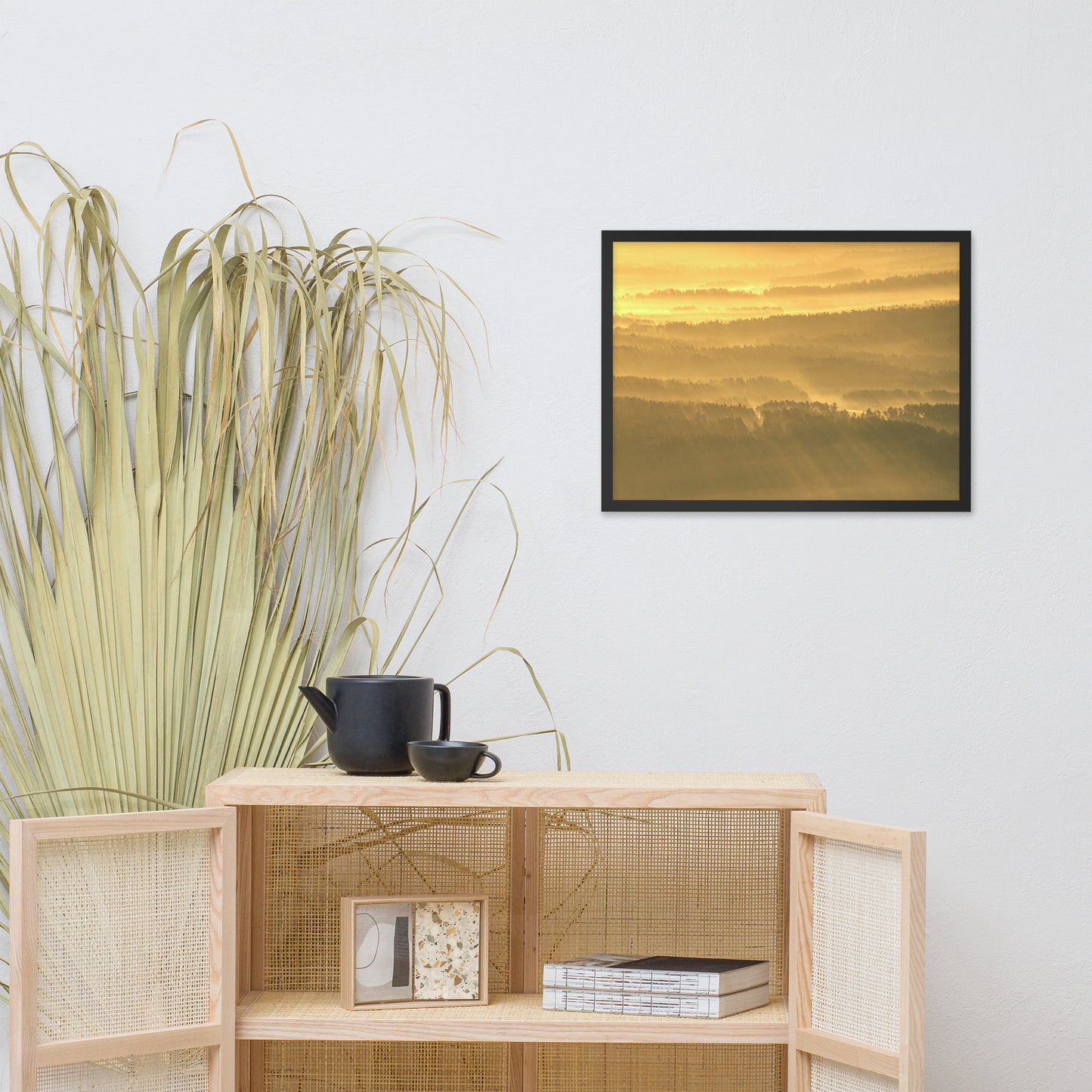 Golden Mist Valley - Hills & Mountain Range Framed Photo Paper Wall Art Prints