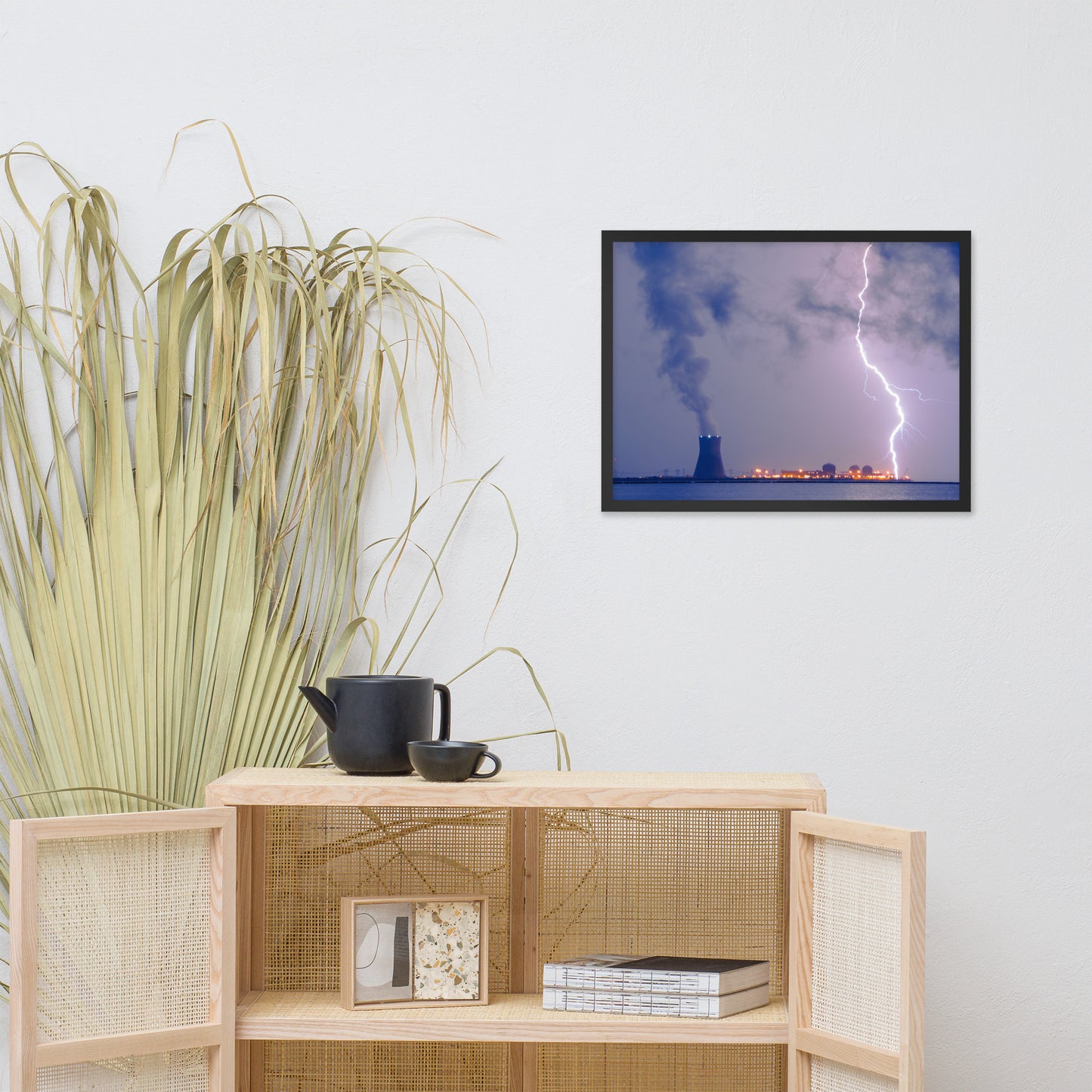 Lightning and Salem Power Plant 2 Urban Landscape Photo Framed Wall Art Print