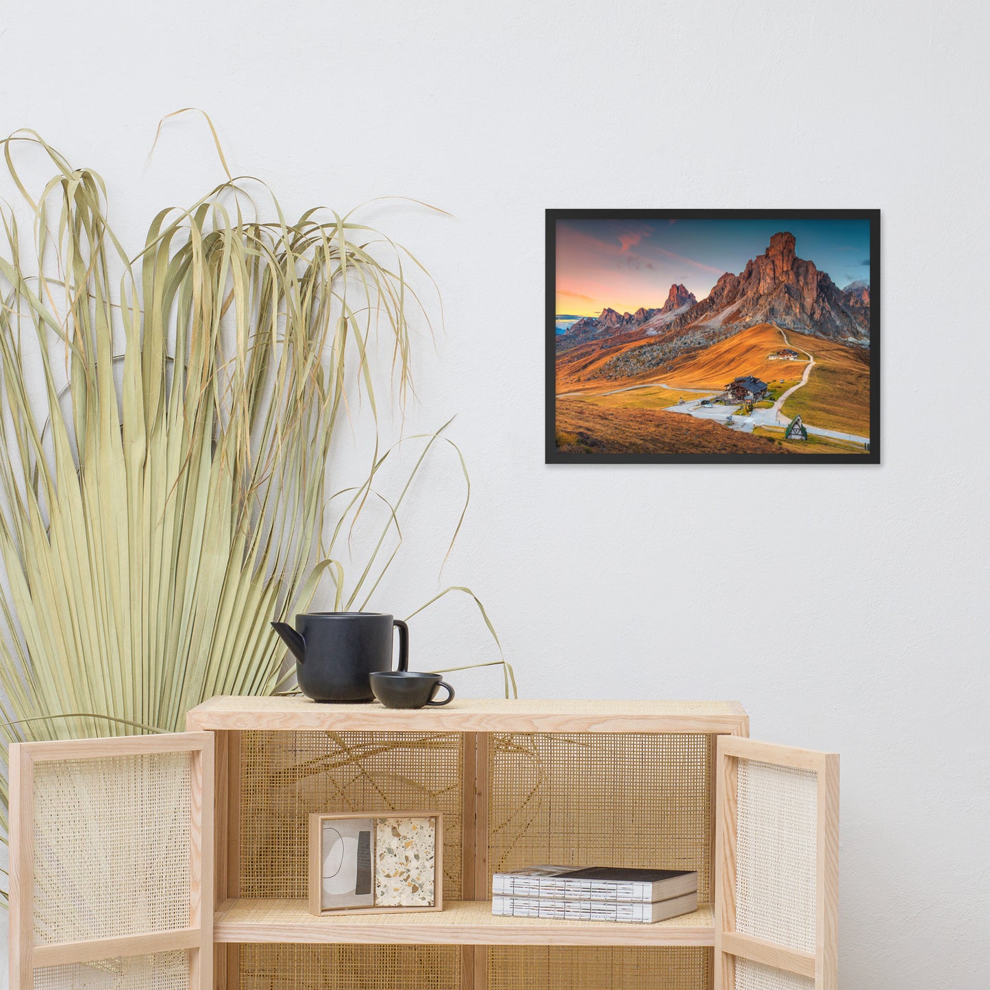 Majestic Sunset and Alpine Mountain Pass Framed Photo Paper Wall Art Prints