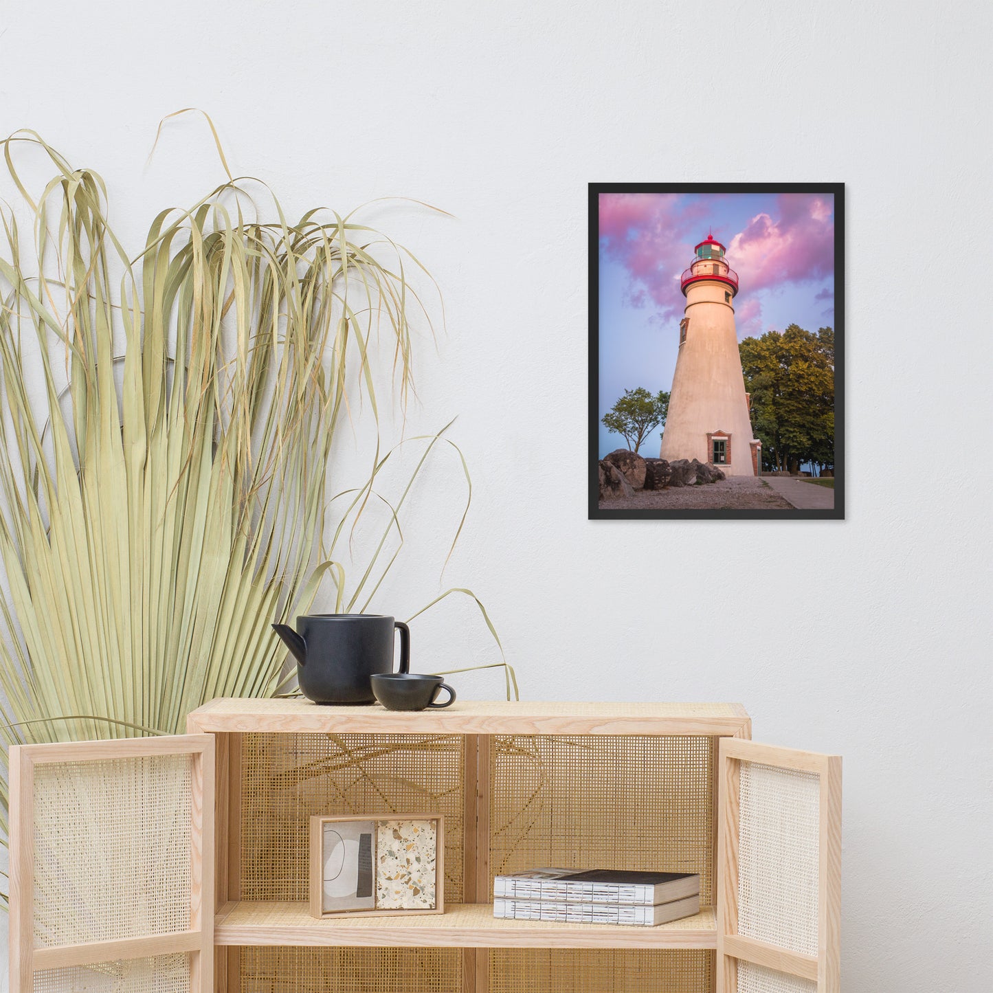 Marblehead Lighthouse at Sunset Landscape Framed Photo Paper Wall Art Prints