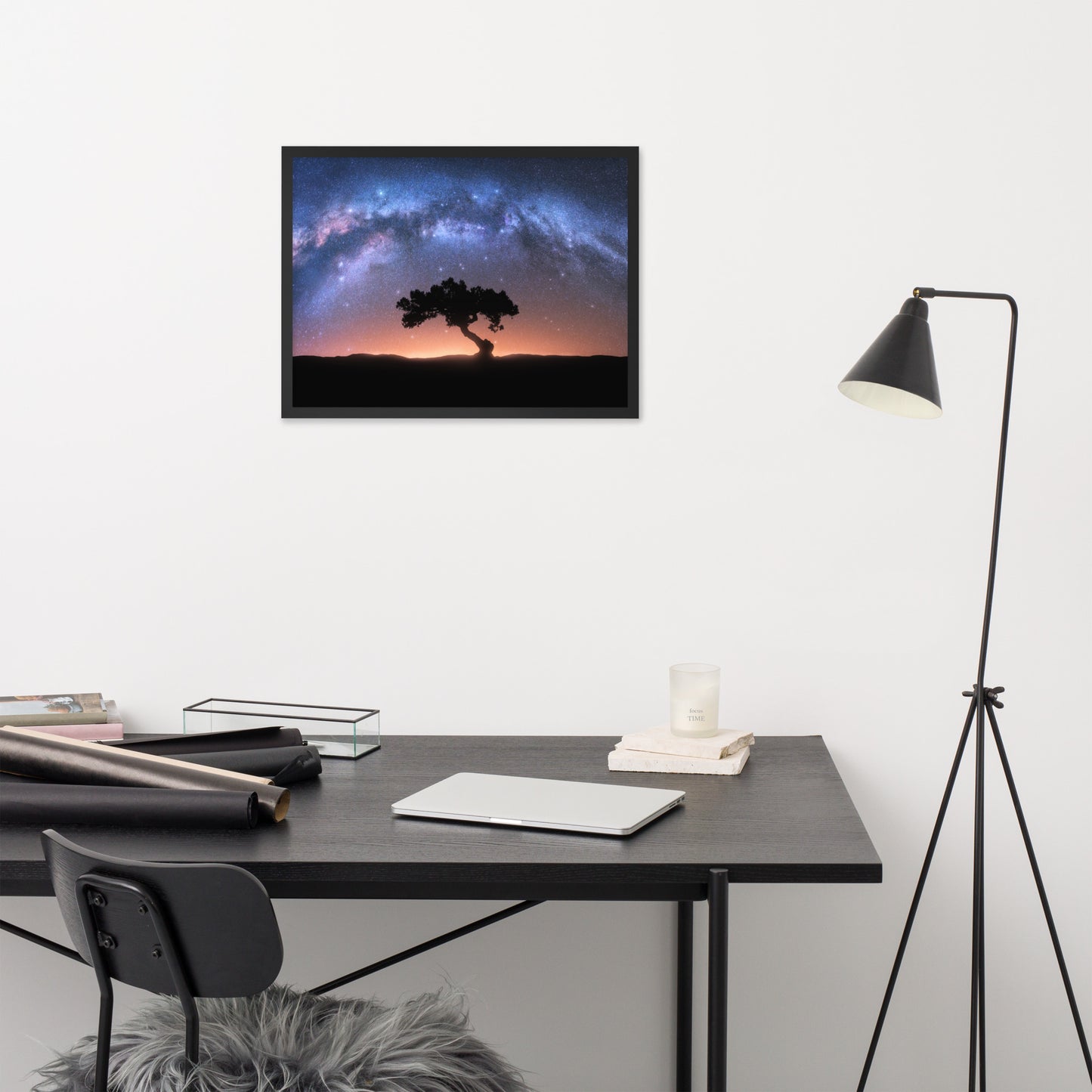 Solitary Sentinel Milky Way Arch and Tree Night Galaxy Framed Wall Art Prints