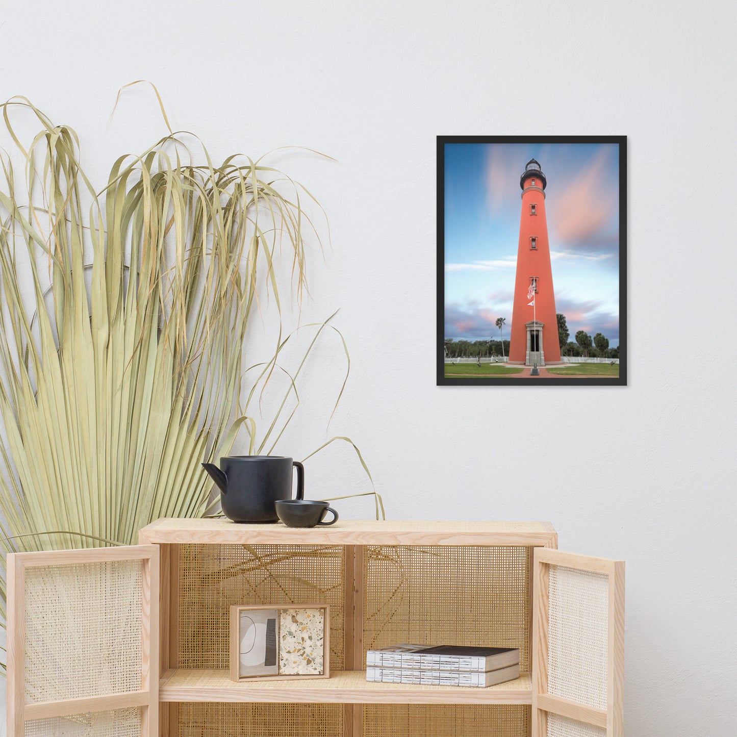 Ponce De Leon Lighthouse and Sunset Landscape Photo Framed Wall Art Print