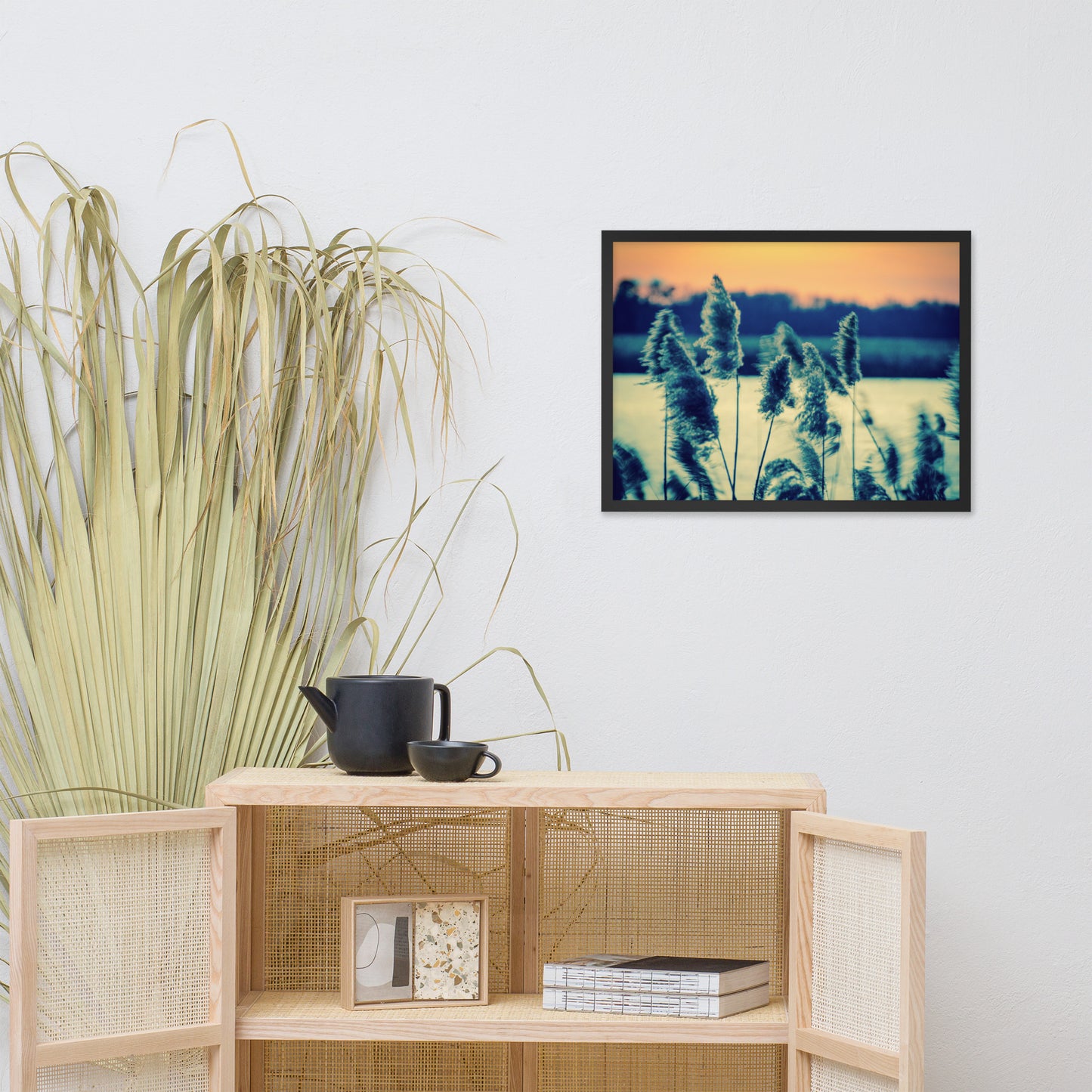Sunset on the Marsh with Grasses Framed Photo Paper Wall Art Prints