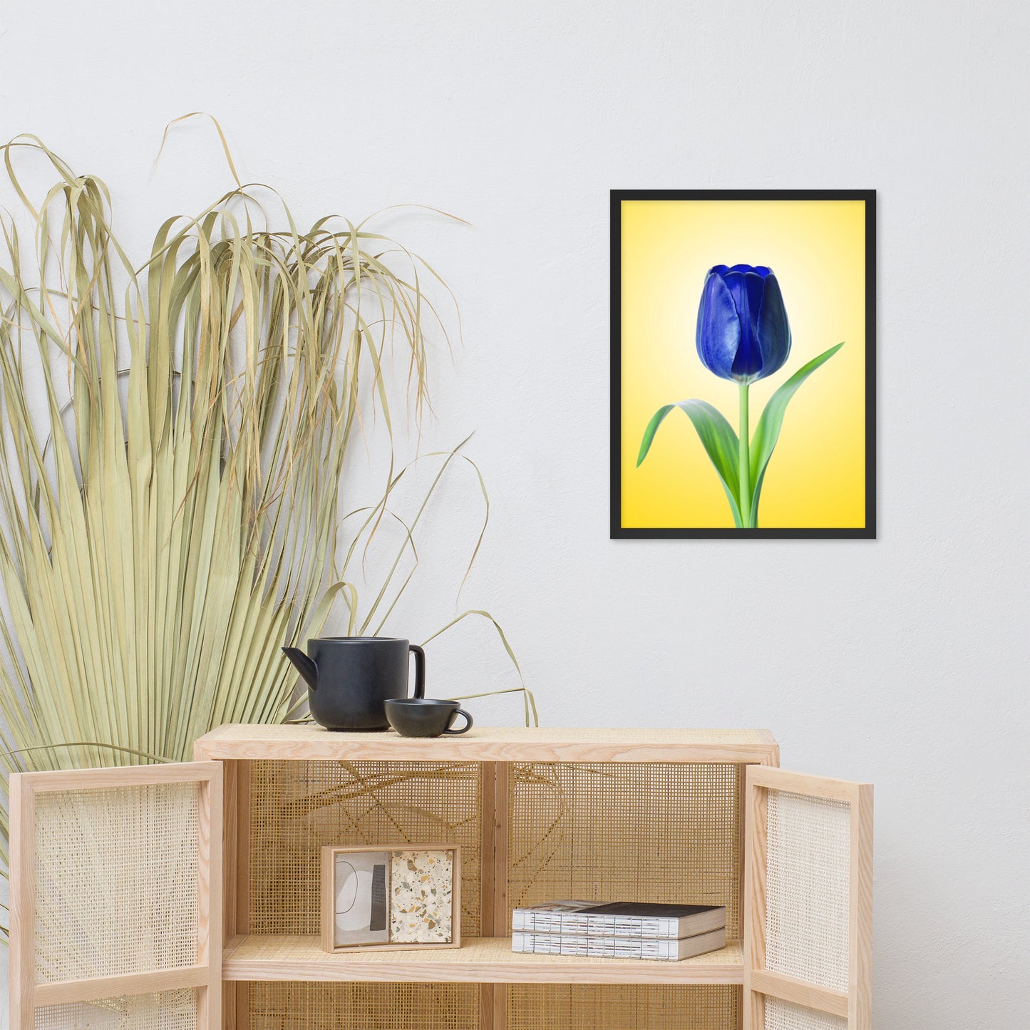 Blue Tulip Minimal Floral Nature Photo Framed Wall Art Print