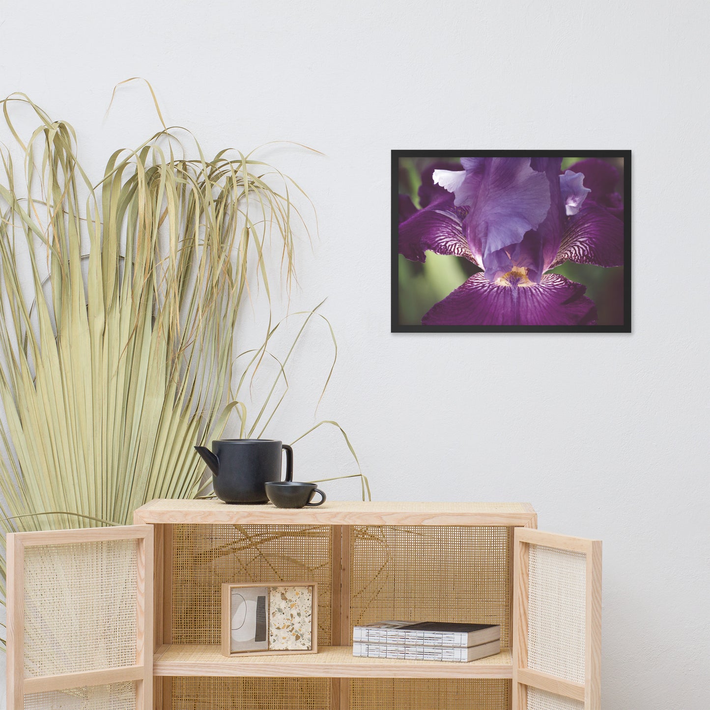 Glowing Iris Moody Midnight Floral Nature Photo Framed Wall Art Print