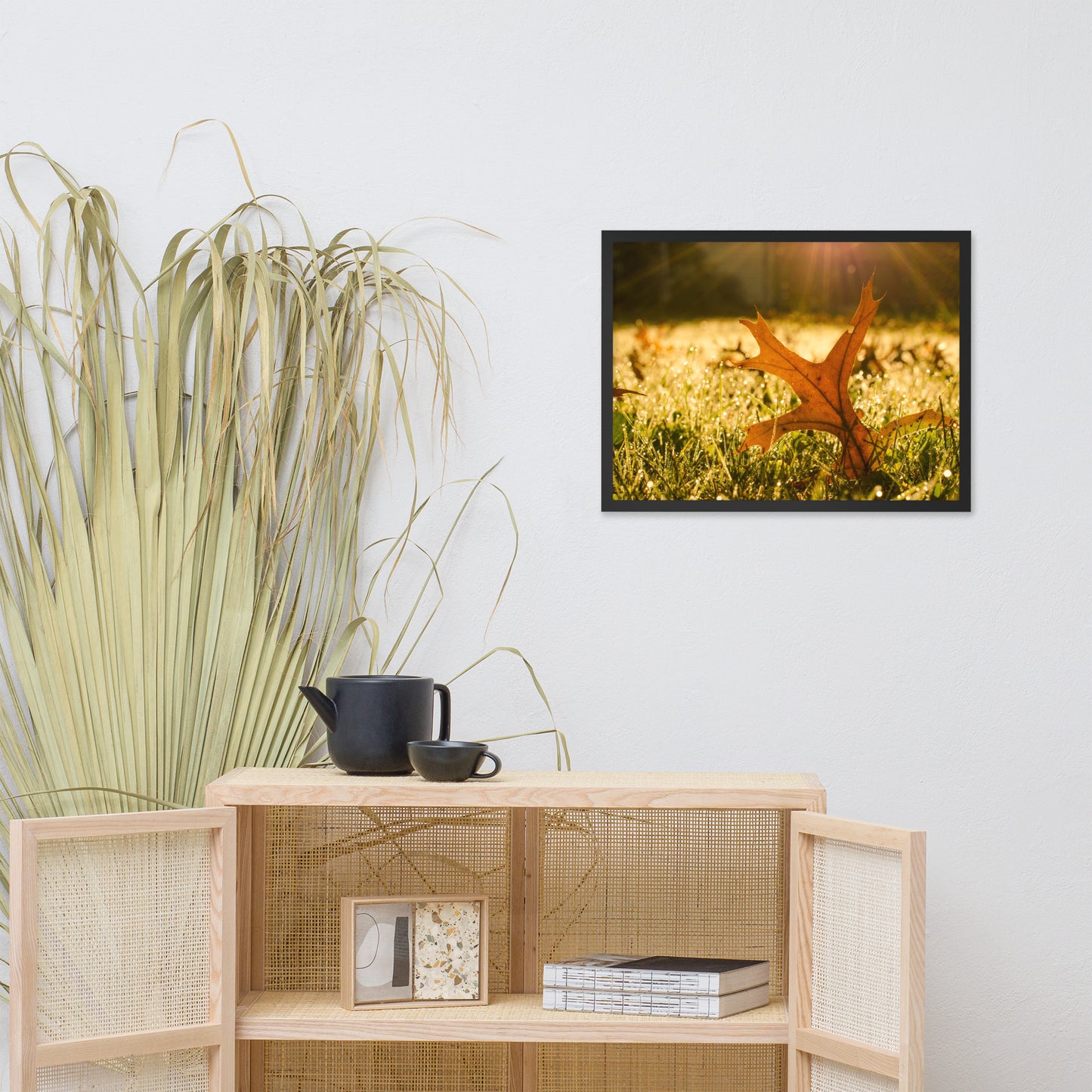 Fall Leaf in Morning Sun Botanical Nature Photo Framed Wall Art Print