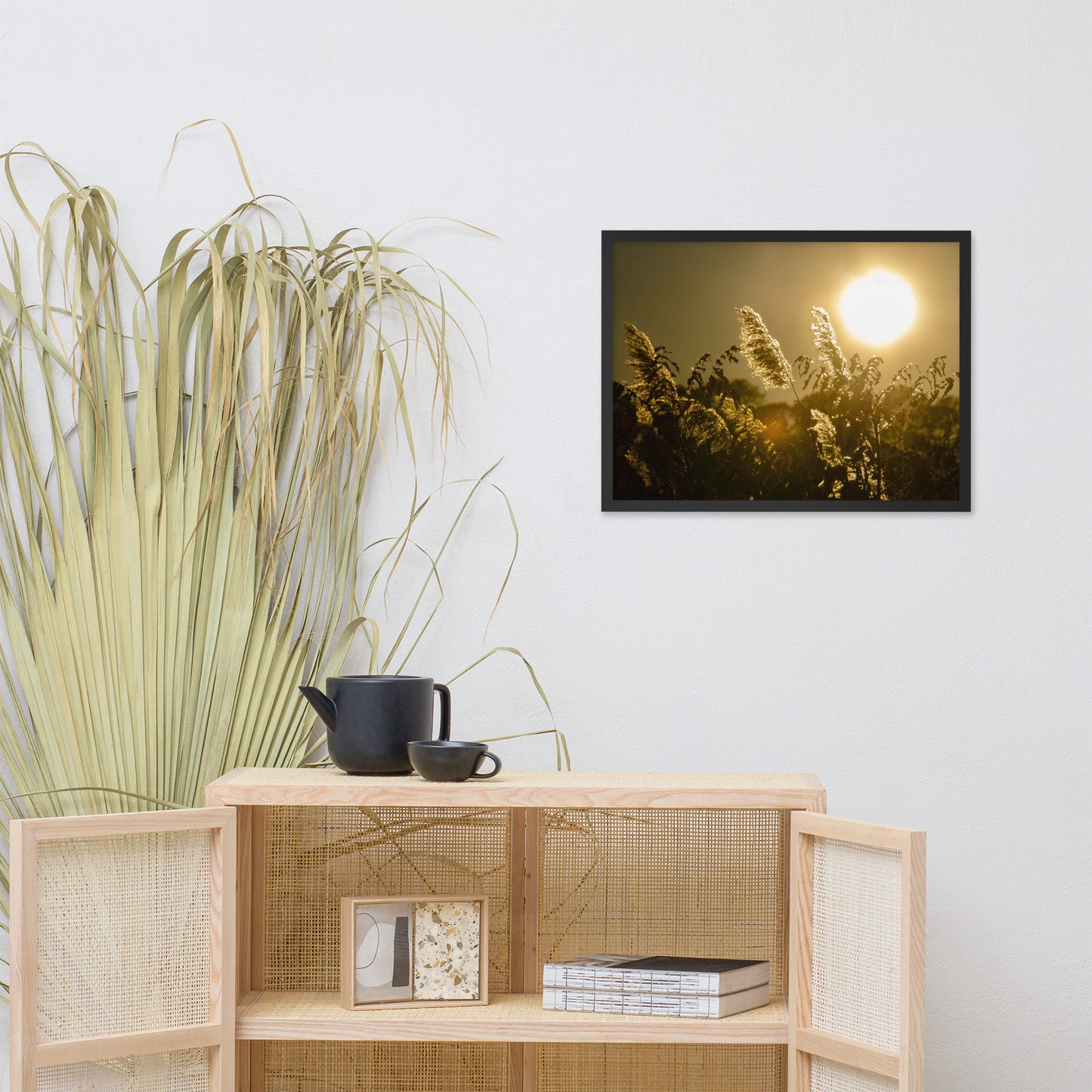 Golden Marsh Weeds Botanical Nature Photo Framed Wall Art Print
