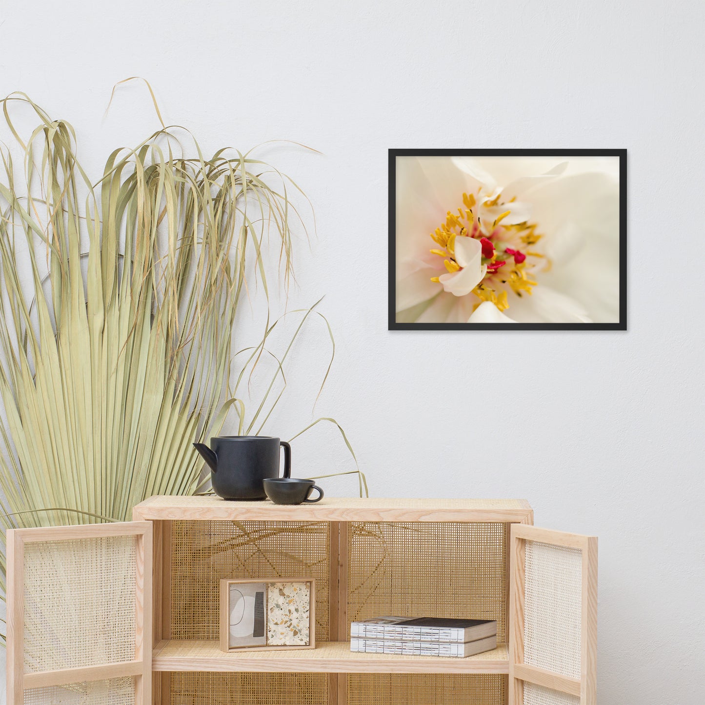 Eye of Peony Floral Nature Photo Framed Wall Art Print