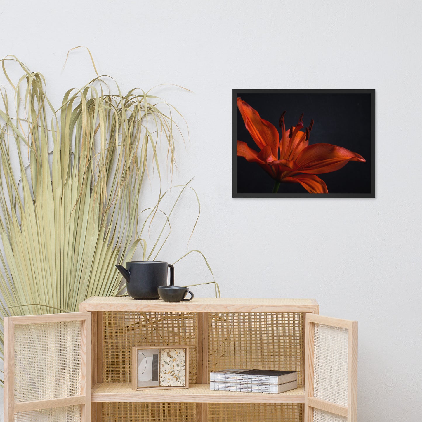 Orange Lily with Back light Floral Nature Photo Framed Wall Art Print