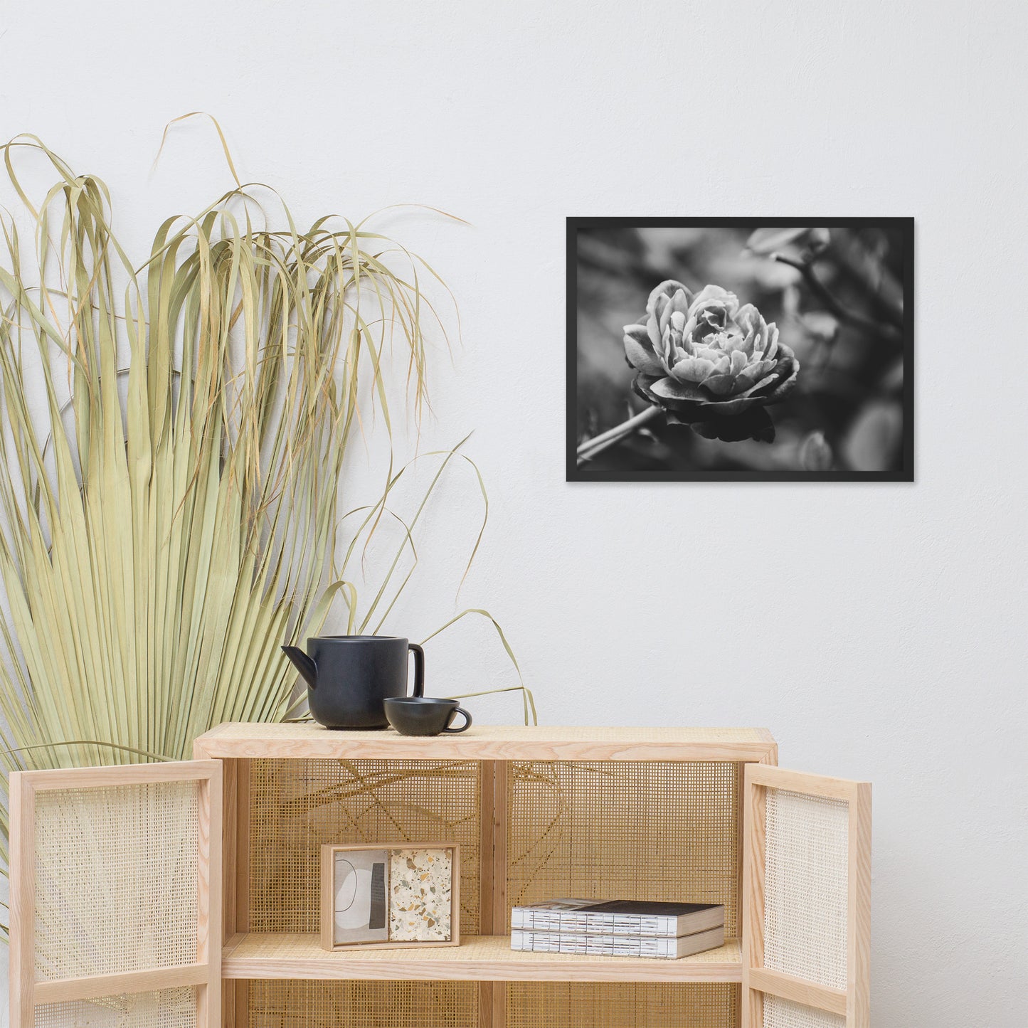 Perfect Petals Black and White Floral Nature Photo Framed Wall Art Print