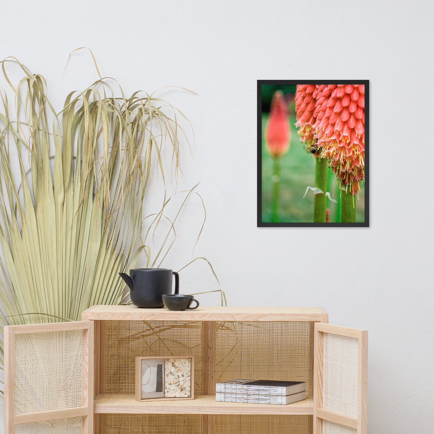 Red Hot Pokers Floral Nature Photo Framed Wall Art Print