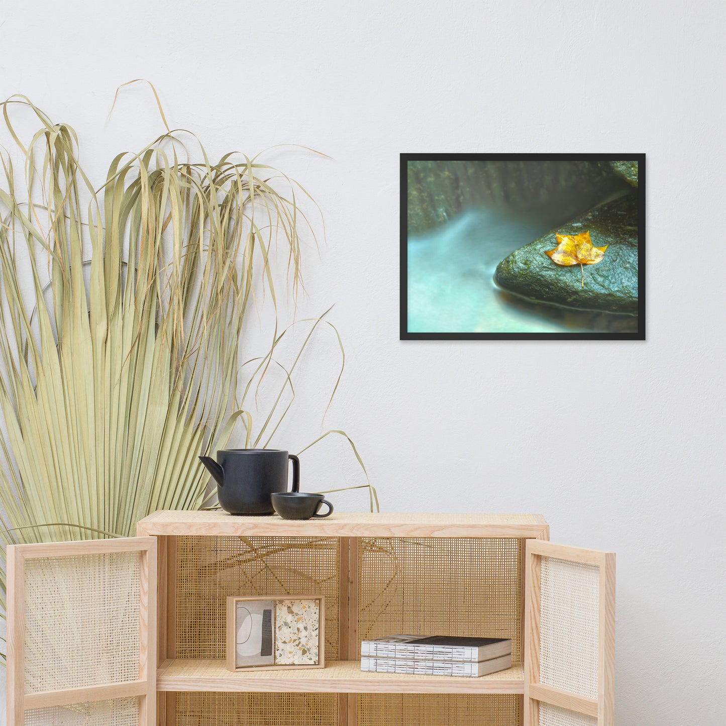 Misty Leaf Botanical Nature Photo Framed Wall Art Print