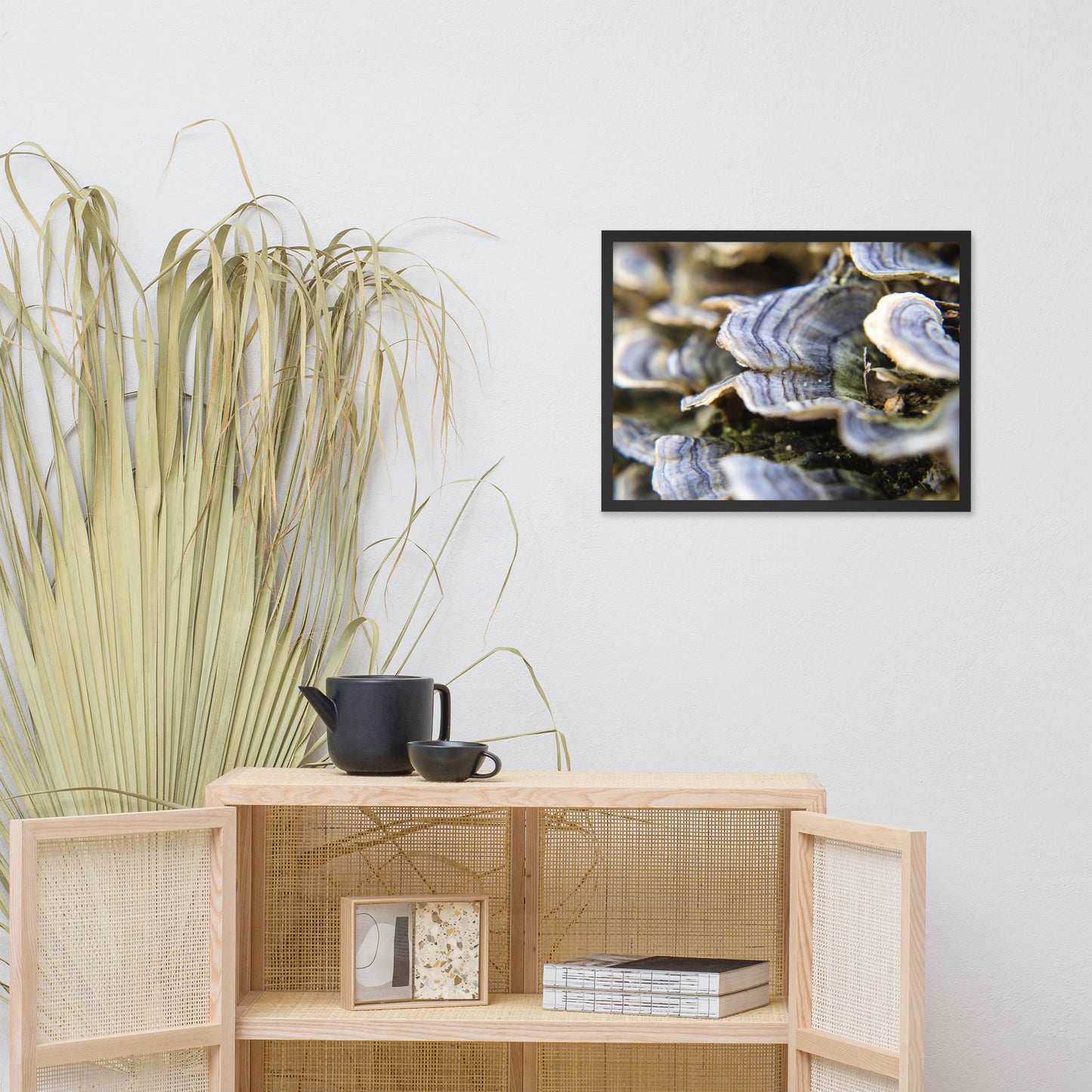 Mushrooms on Log Botanical Nature Photo Framed Wall Art Print