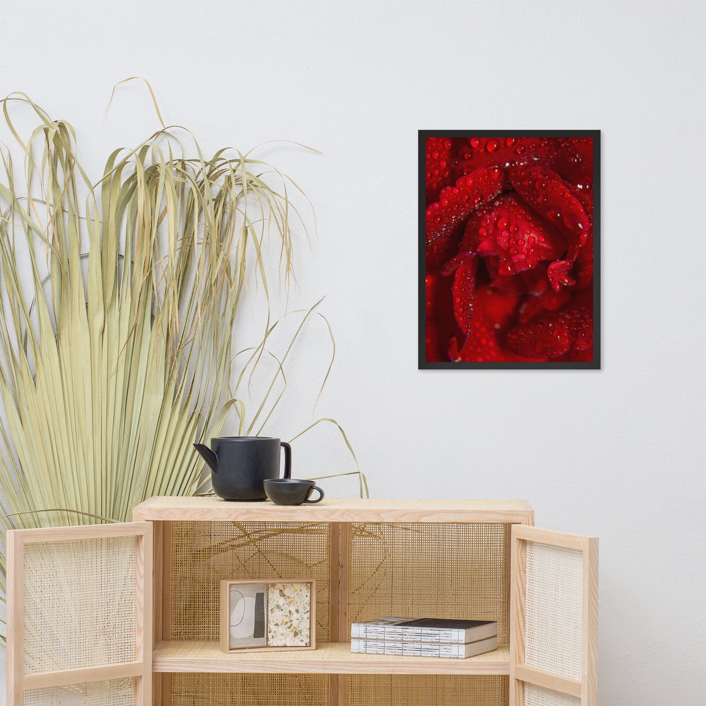 Royal Red Rose Floral Nature Photo Framed Wall Art Print