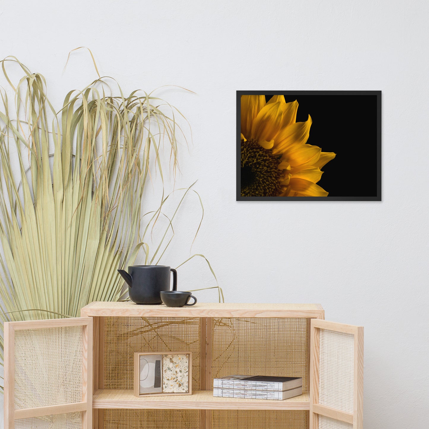 Sunflower in Corner Floral Nature Photo Framed Wall Art Print