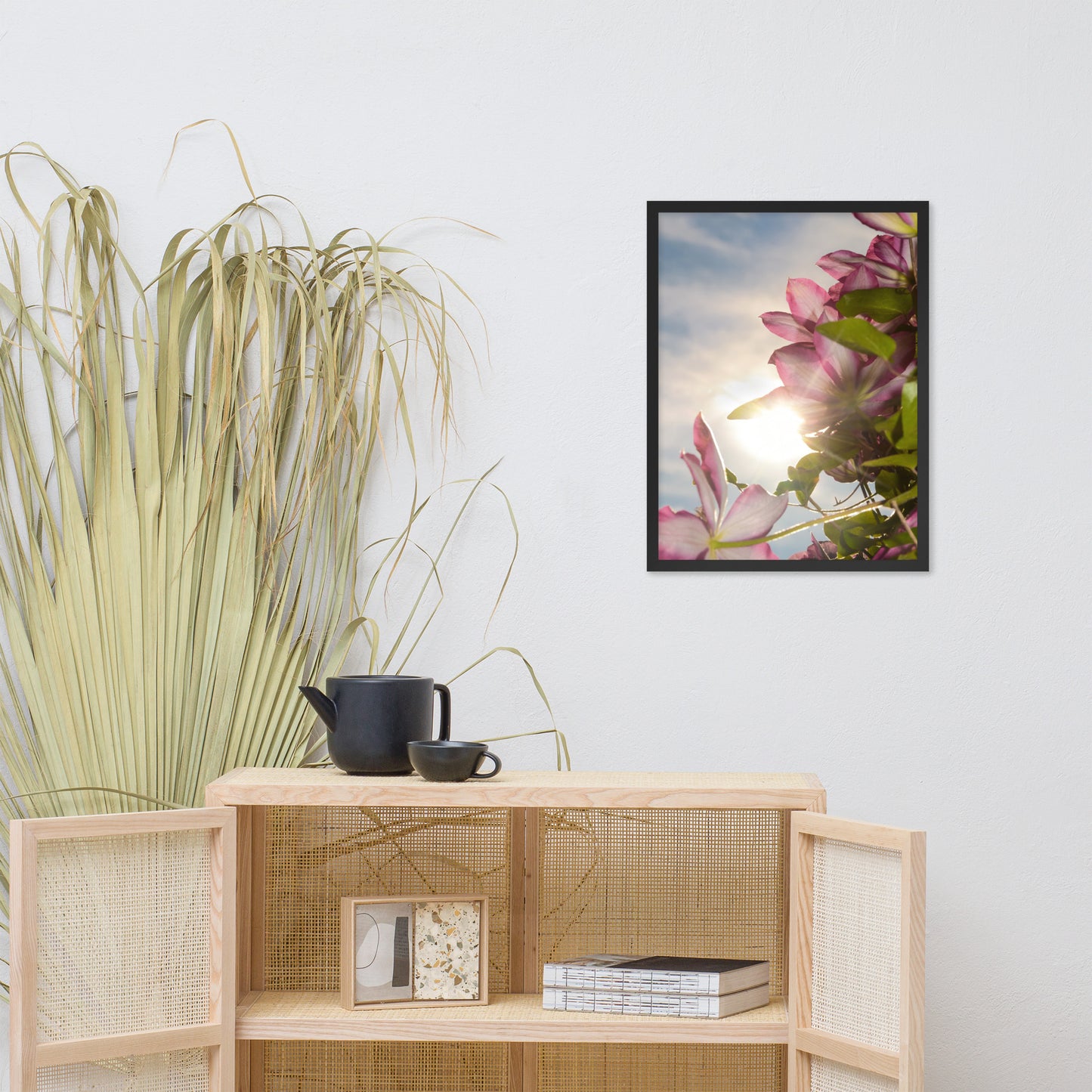 Towering Clematis Floral Nature Photo Framed Wall Art Print