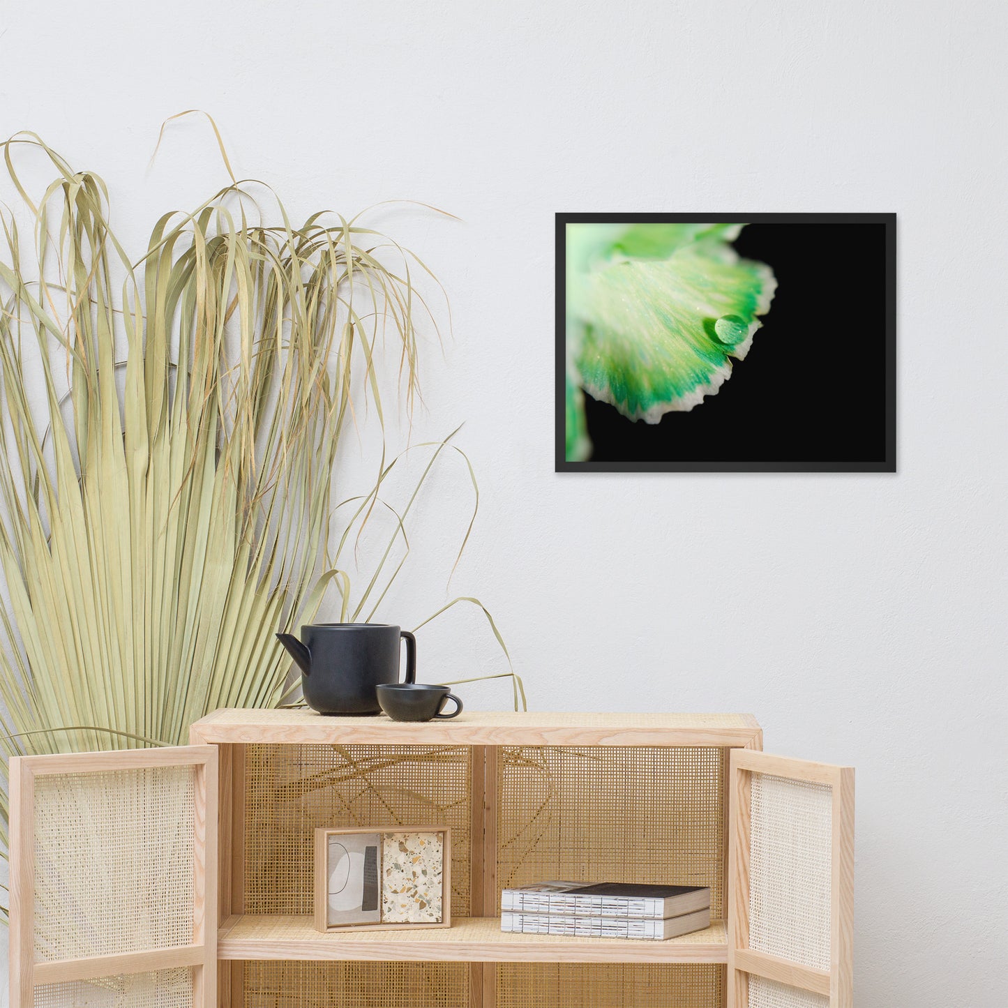 Water Droplet on Carnation Petal Floral Nature Photo Framed Wall Art Print
