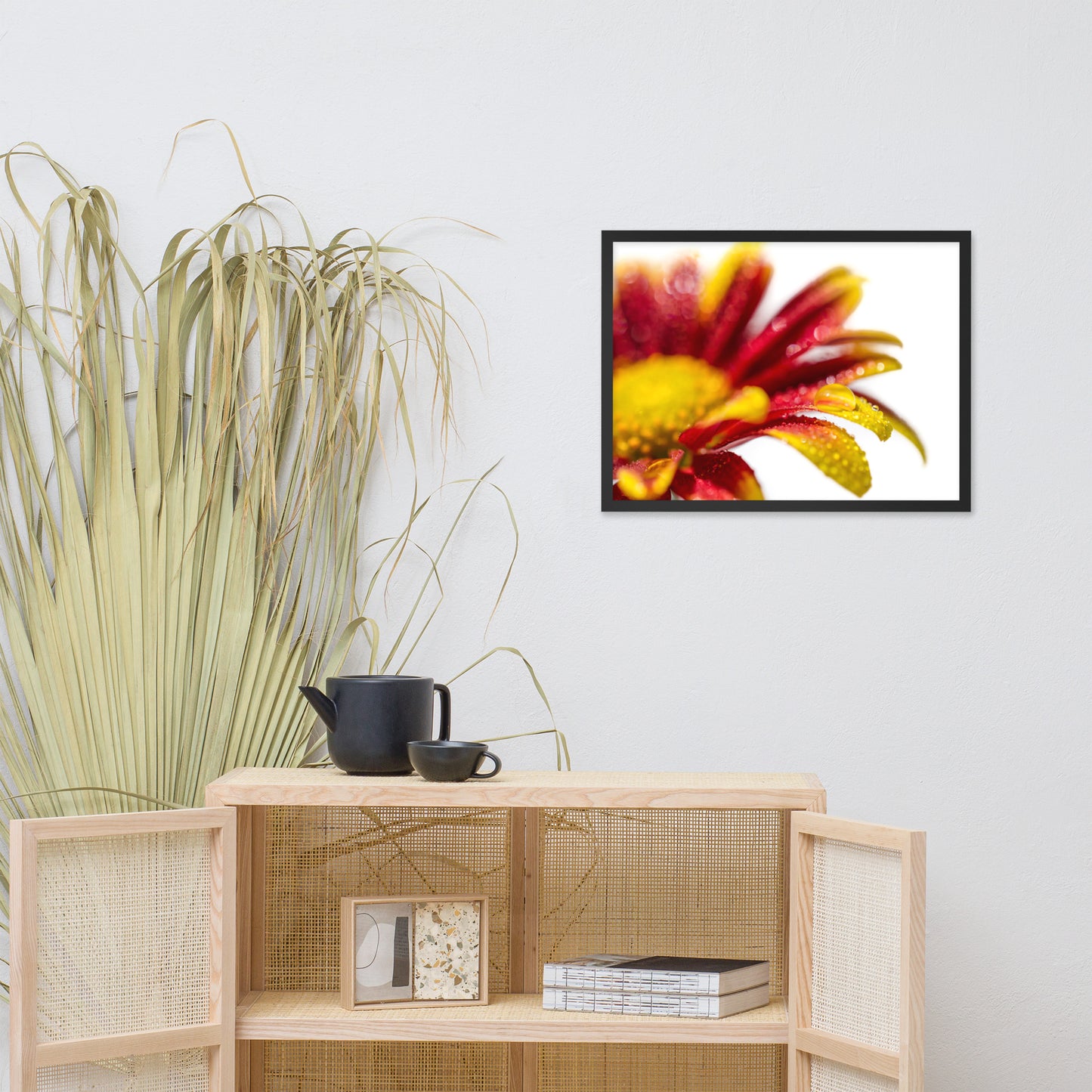 Water Droplets On Mum Petals Floral Nature Photo Framed Wall Art Print