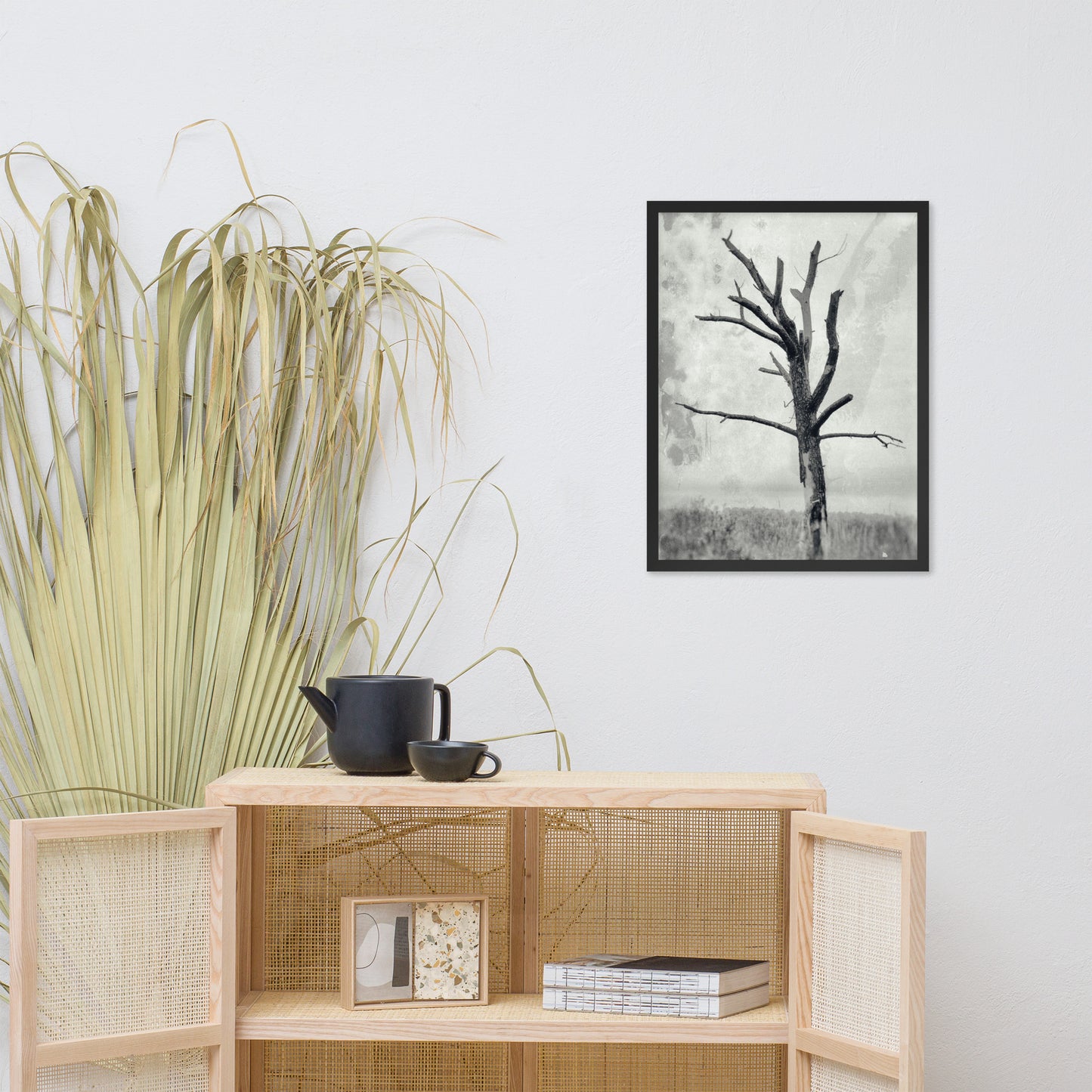 Rotting Away Alone Black and White Botanical Nature Photo Framed Wall Art Print