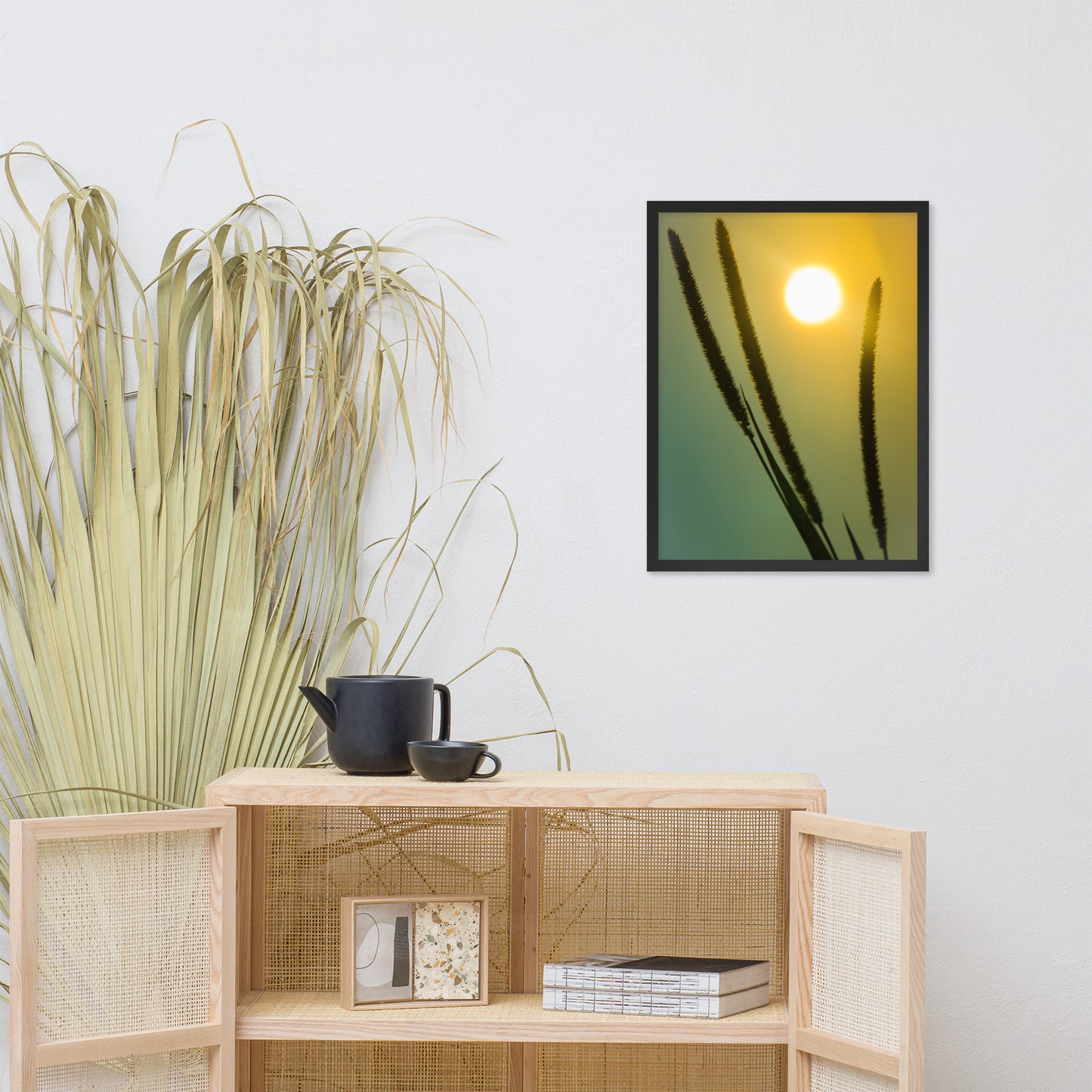 Silhouettes in Sunset Botanical Nature Photo Framed Wall Art Print