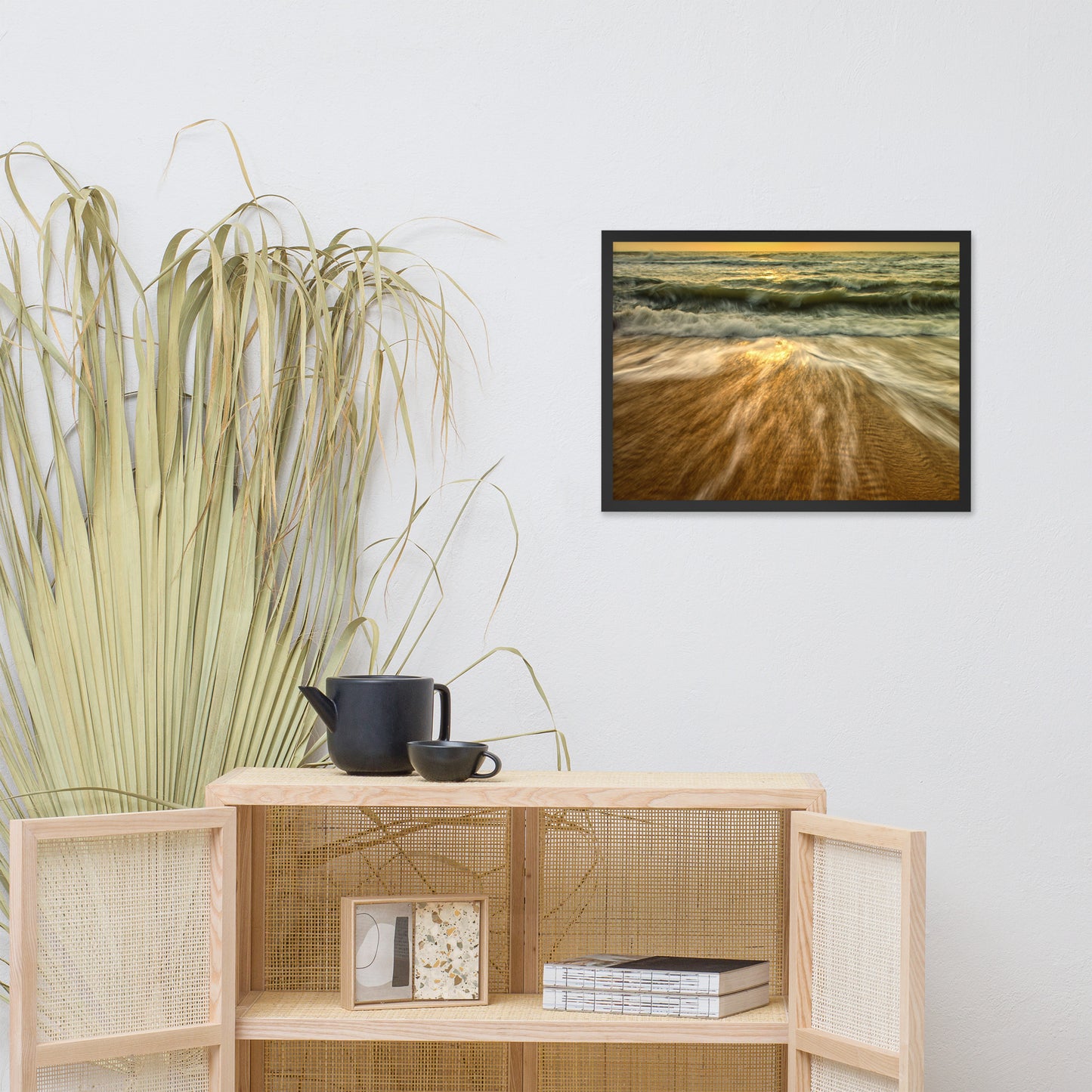 Washing Out to Sea Coastal Nature Photo Framed Wall Art Print