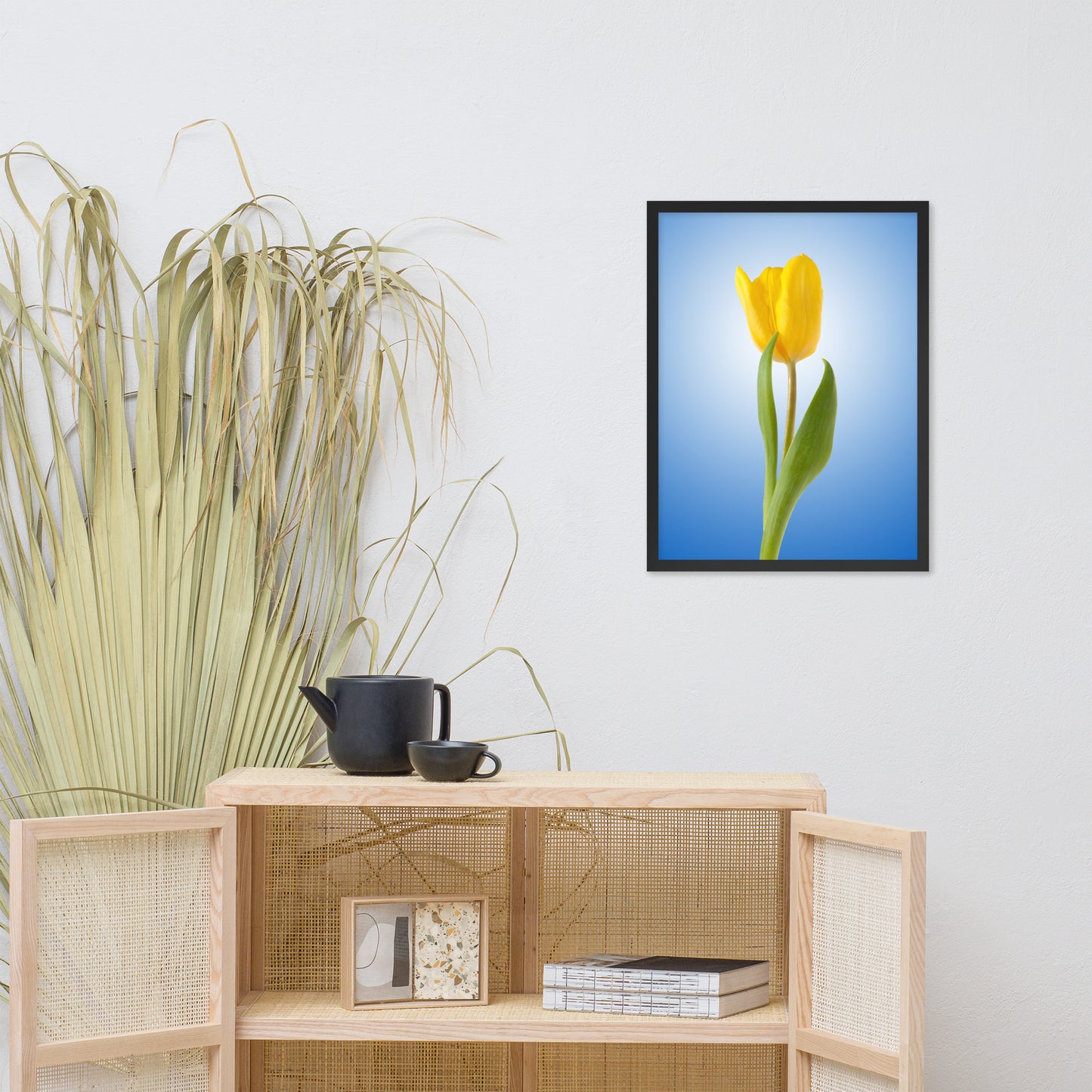 Yellow Tulip Minimal Floral Nature Photo Framed Wall Art Print