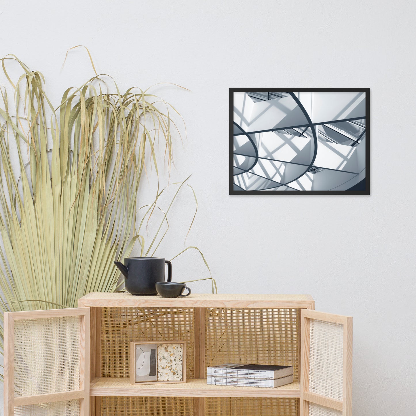 Interwoven Lines Colorized Architectural Photograph Framed Wall Art Print