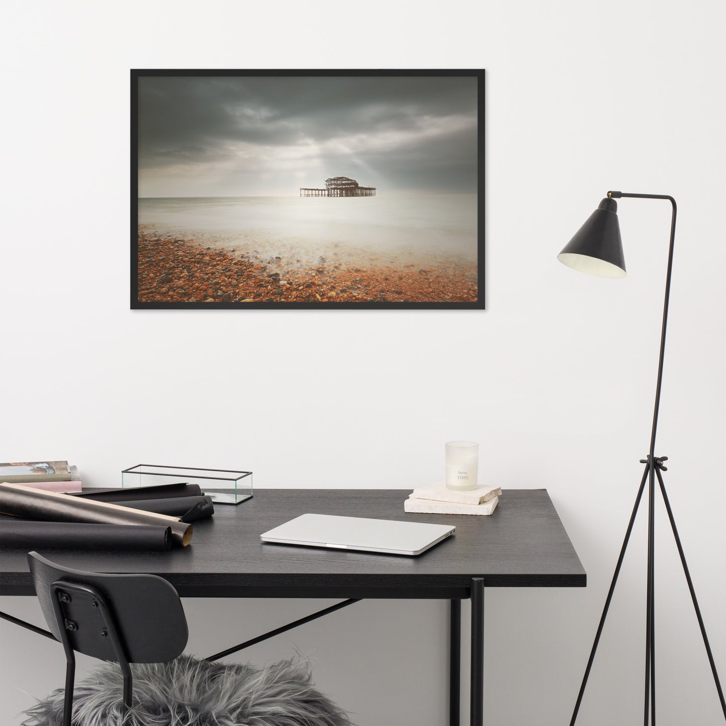 Study Room Art: Abandoned West Pier Warming Matte Effect - Coastal / Seascape / Nature / Landscape Photo Framed Wall Art Print - Wall Decor - Artwork