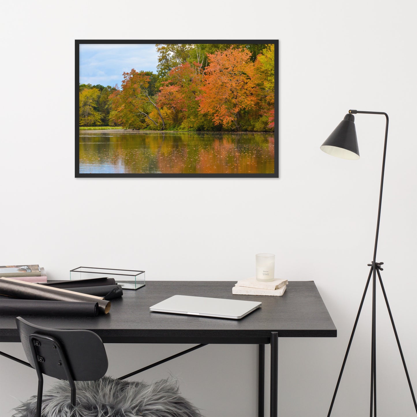 Wall Art Print For Meditation: Autumn Tree Line - Rural / Country Style Landscape / Nature Photograph Framed Wall Art Print - Wall Decor - Artwork
