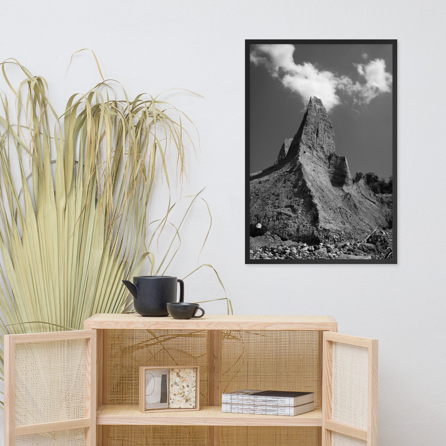 Chimney Bluff Black and White Landscape Framed Photo Paper Wall Art Prints