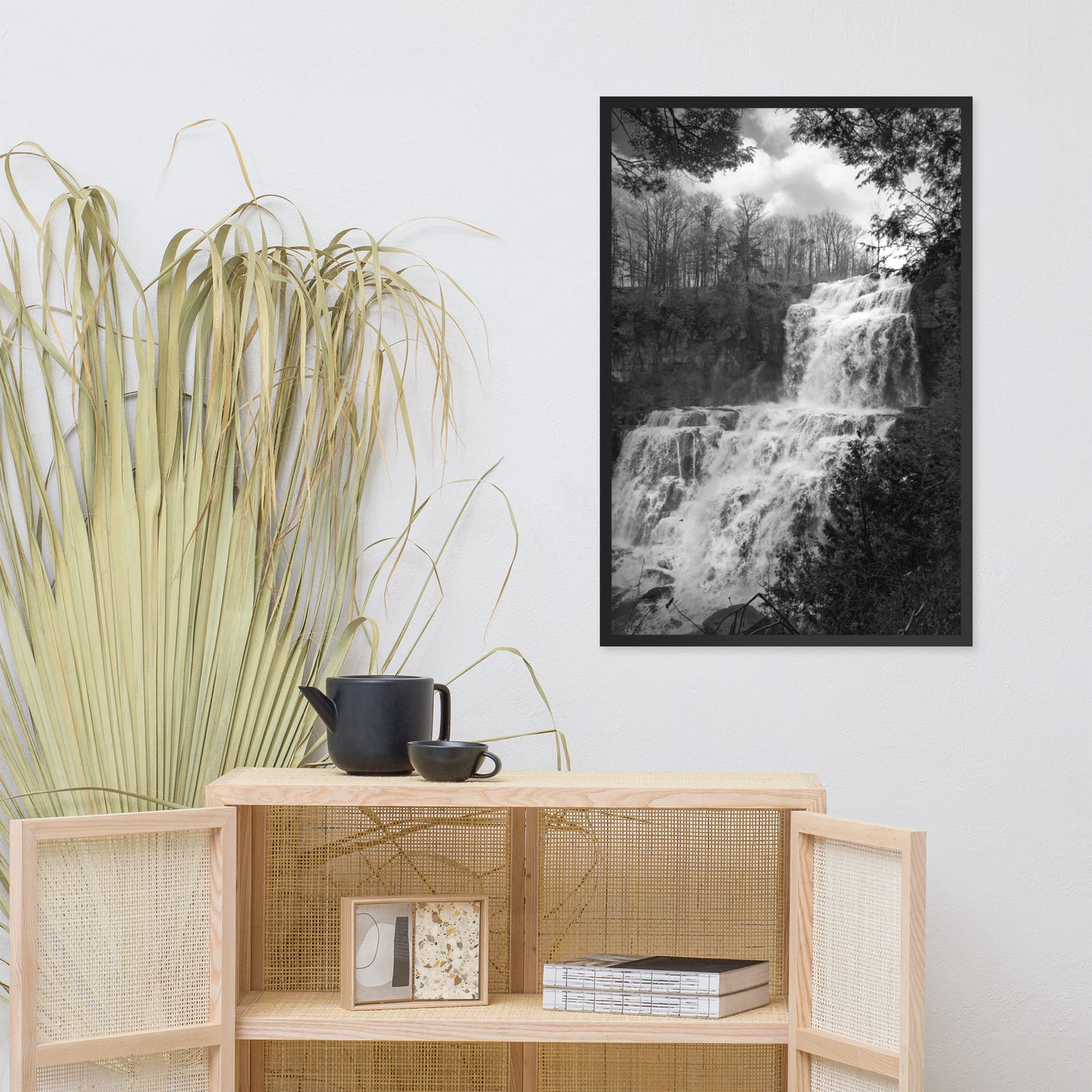 Chittenango Waterfall in Black and White Framed Photo Wall Art Prints