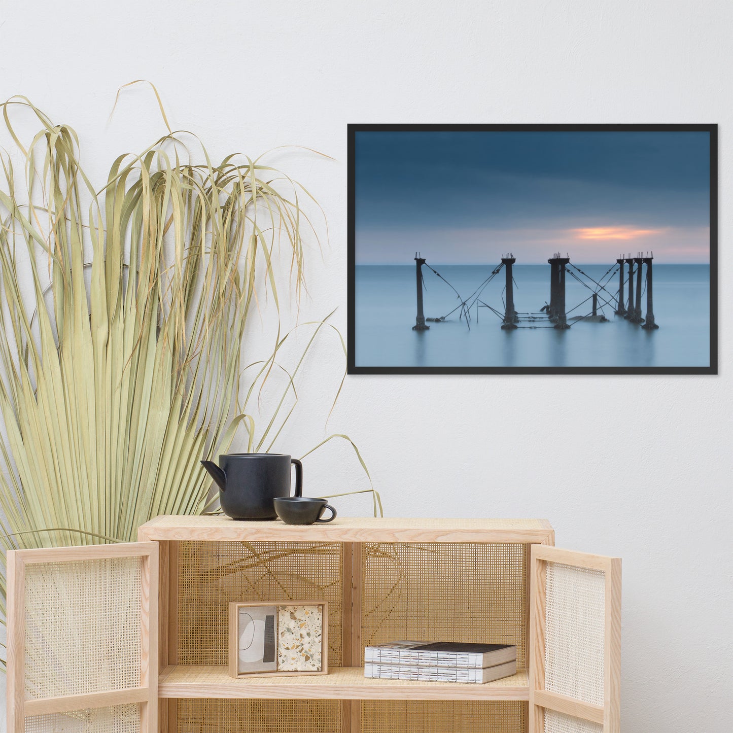 Cloudy Sunrise at Port Mahon Lighthouse Ruins Framed Photo Paper Wall Art Prints