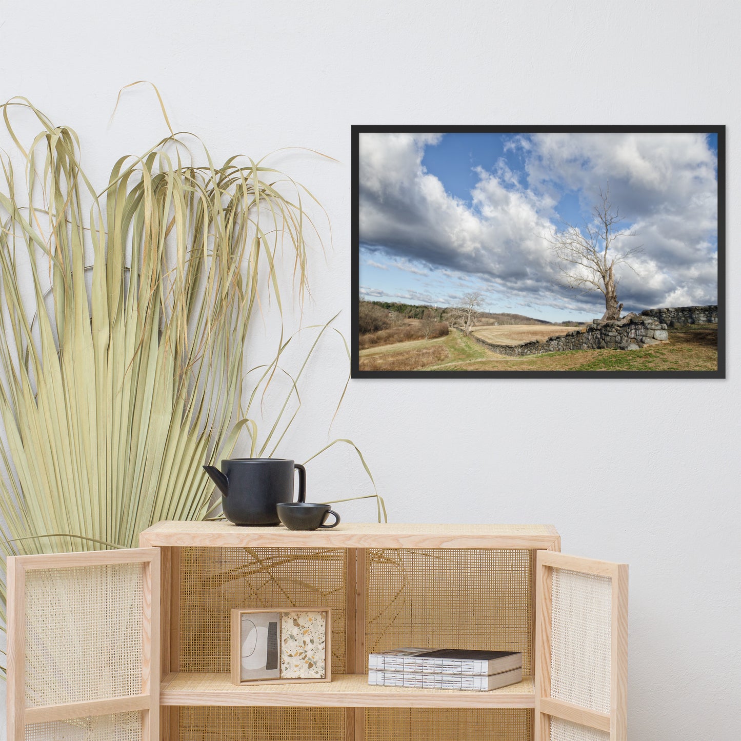 Dead Tree and Stone Wall - Color Framed Photo Wall Art Prints