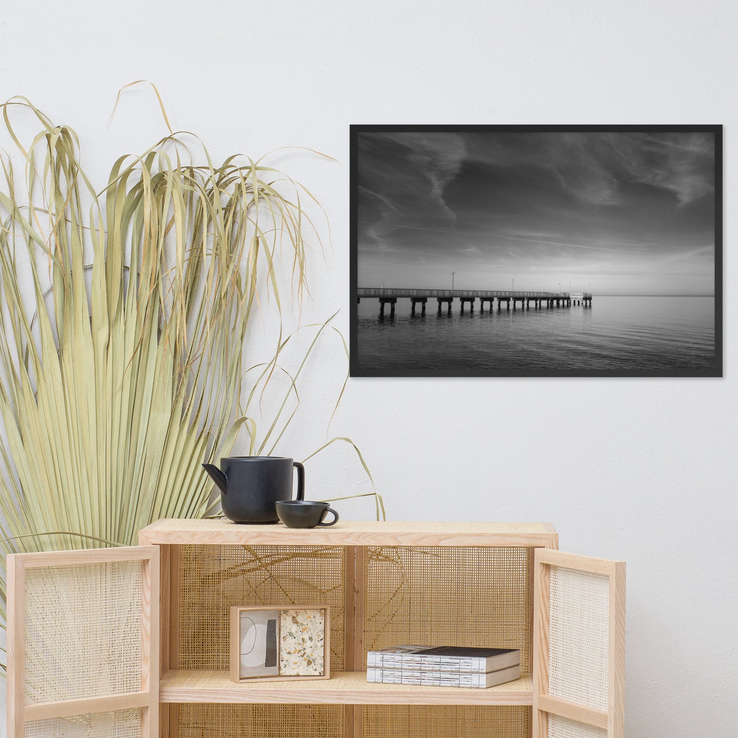 End of the Pier Black and White Framed Photo Wall Art Prints