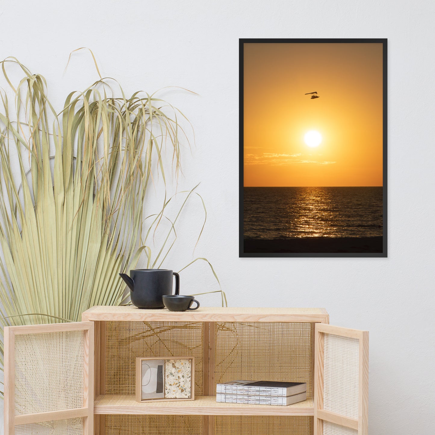Flying High at Sunset Coastal Landscape Photo Framed Wall Art Print