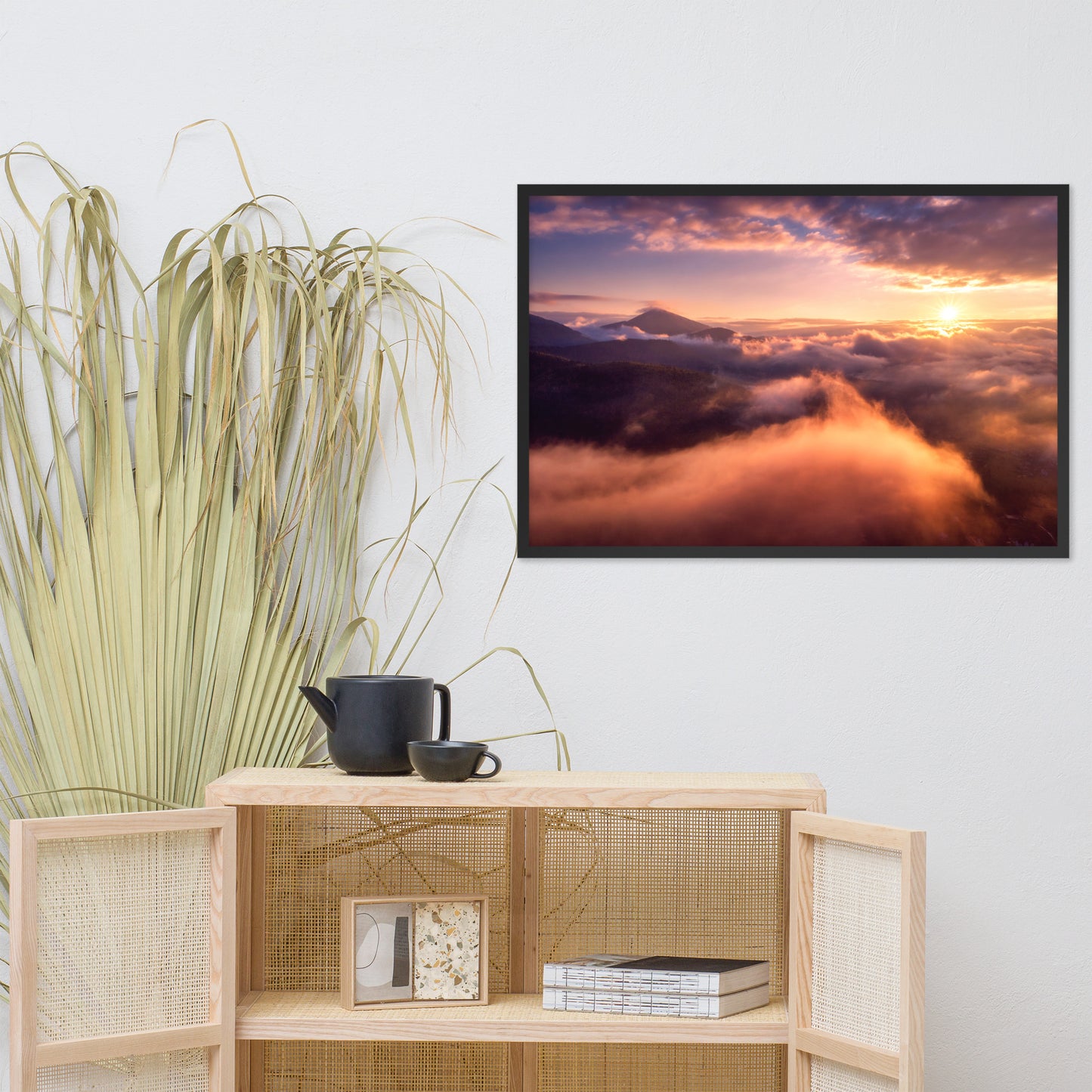 Heaven on Earth Mountains in Clouds at Sunrise Framed Wall Art Prints