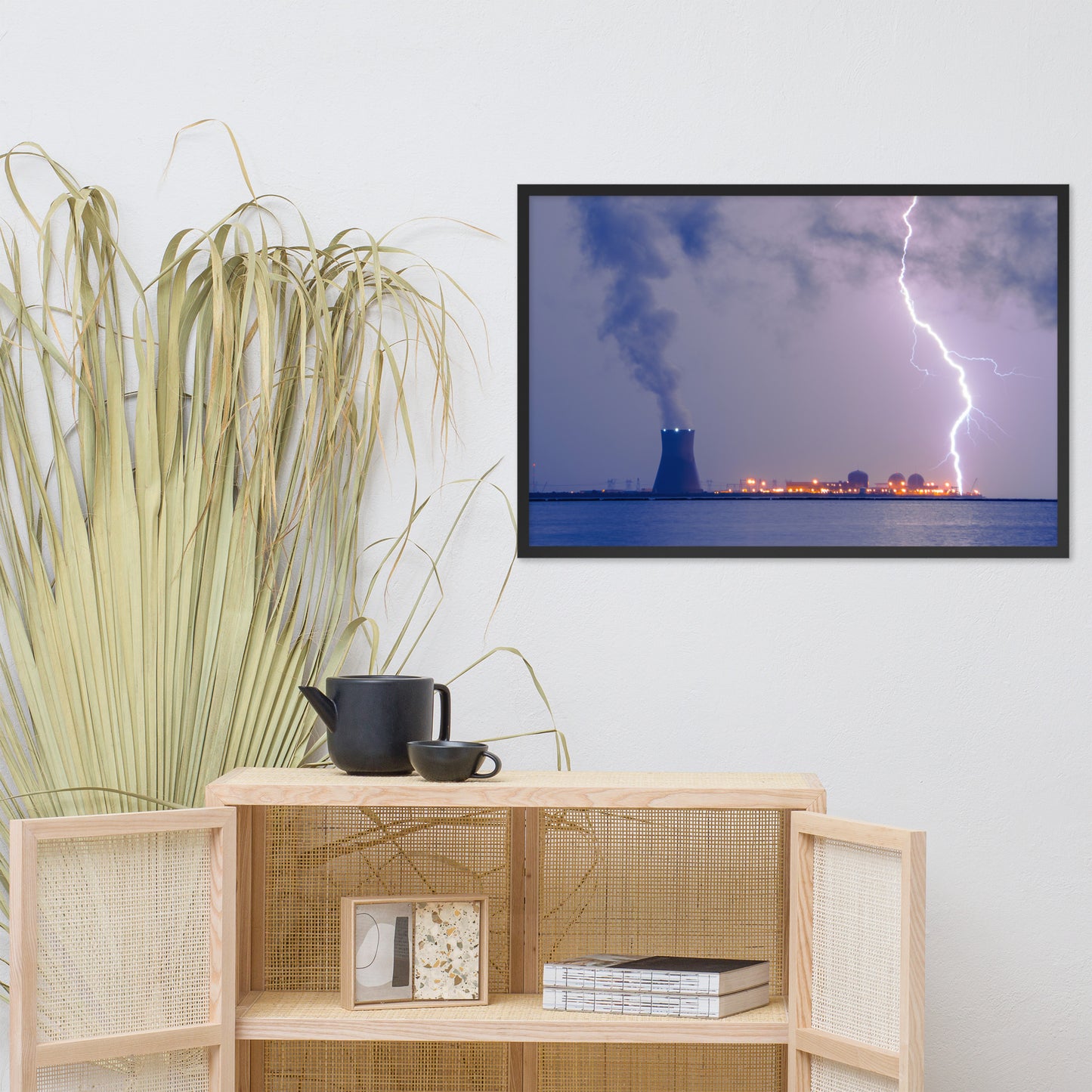 Lightning and Salem Power Plant 2 Urban Landscape Photo Framed Wall Art Print