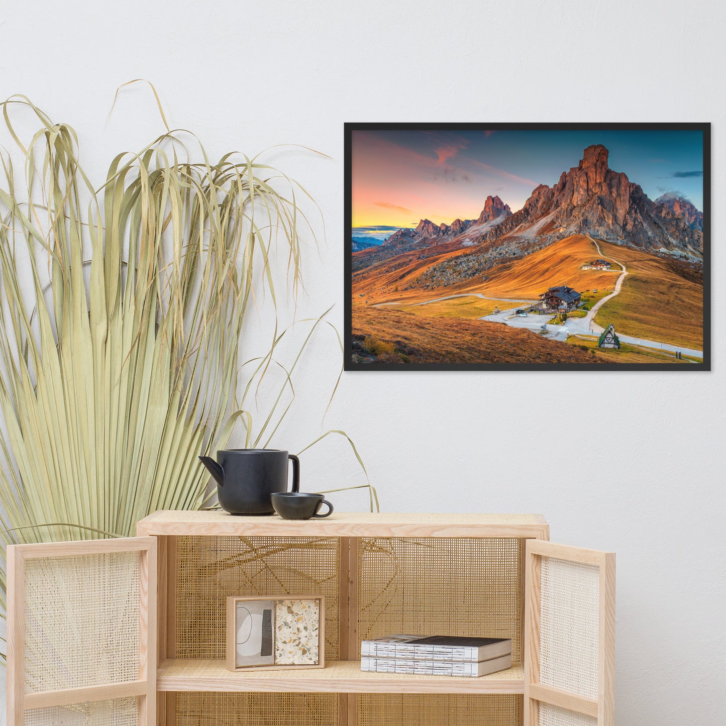 Majestic Sunset and Alpine Mountain Pass Framed Photo Paper Wall Art Prints