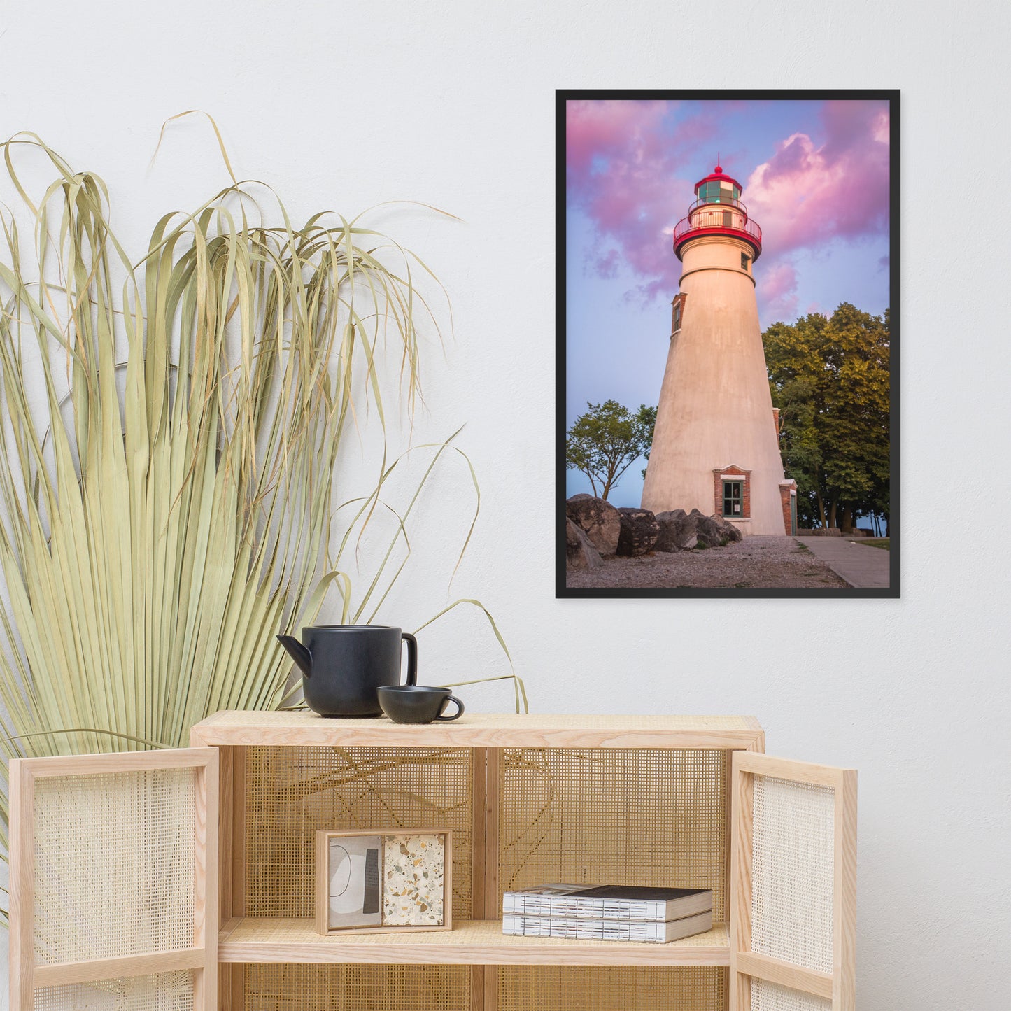 Marblehead Lighthouse at Sunset Landscape Framed Photo Paper Wall Art Prints