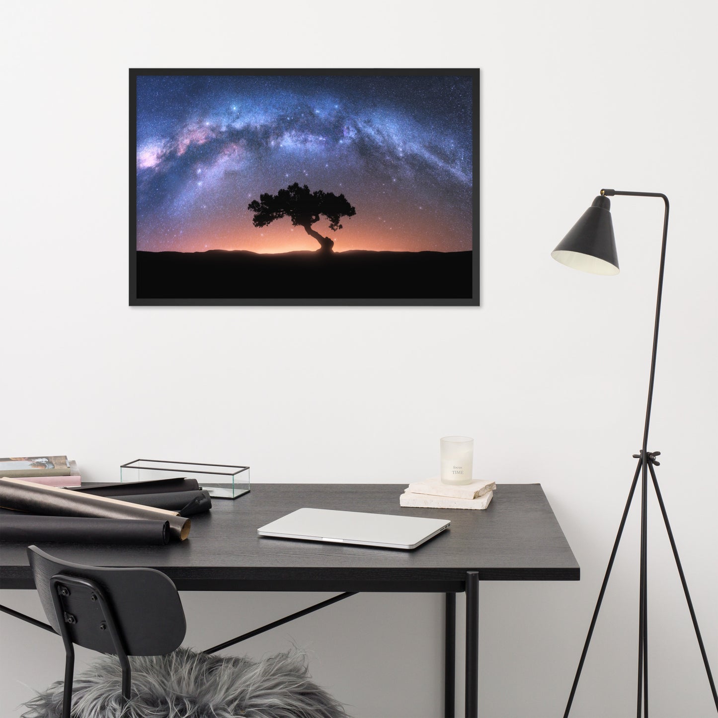 Solitary Sentinel Milky Way Arch and Tree Night Galaxy Framed Wall Art Prints