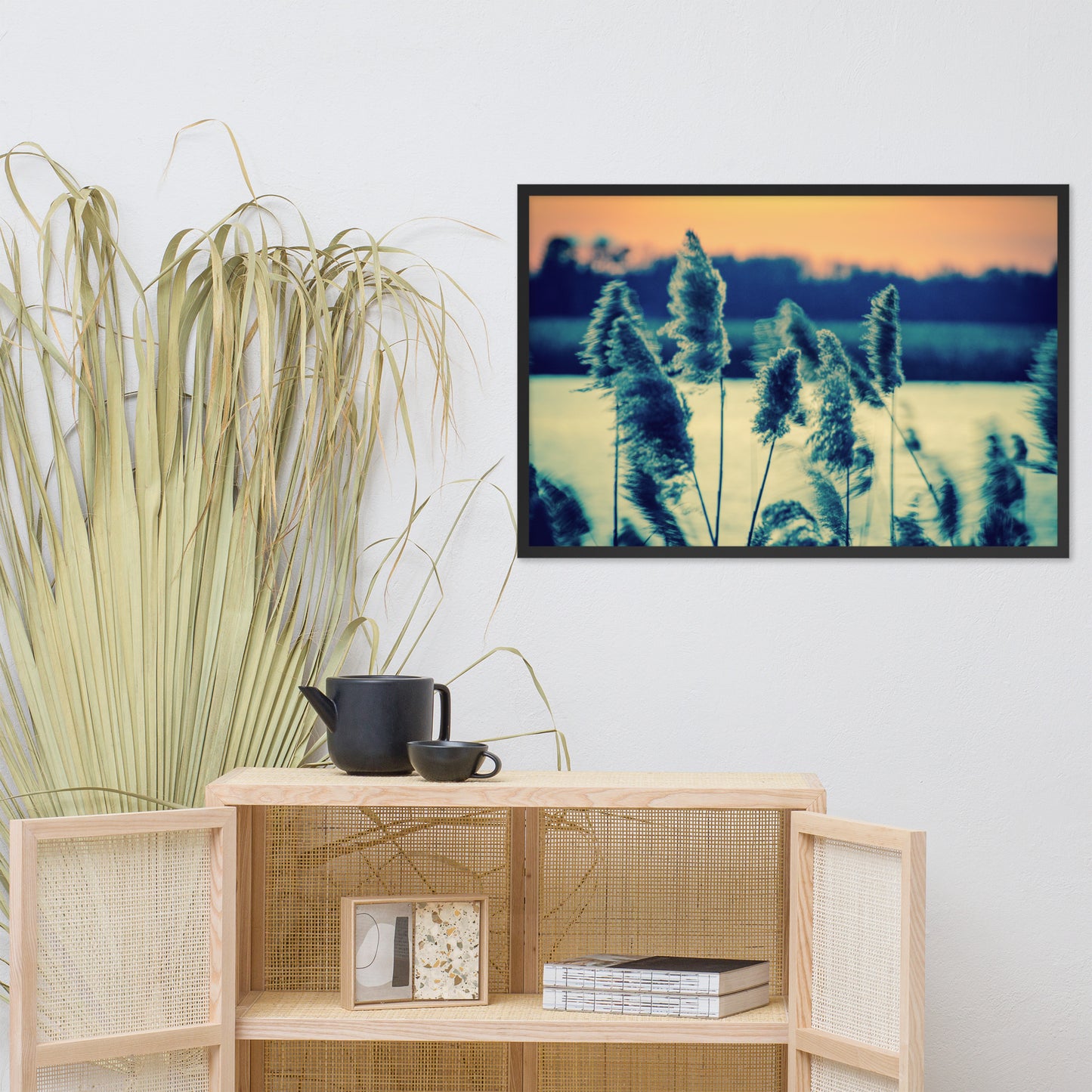 Sunset on the Marsh with Grasses Framed Photo Paper Wall Art Prints