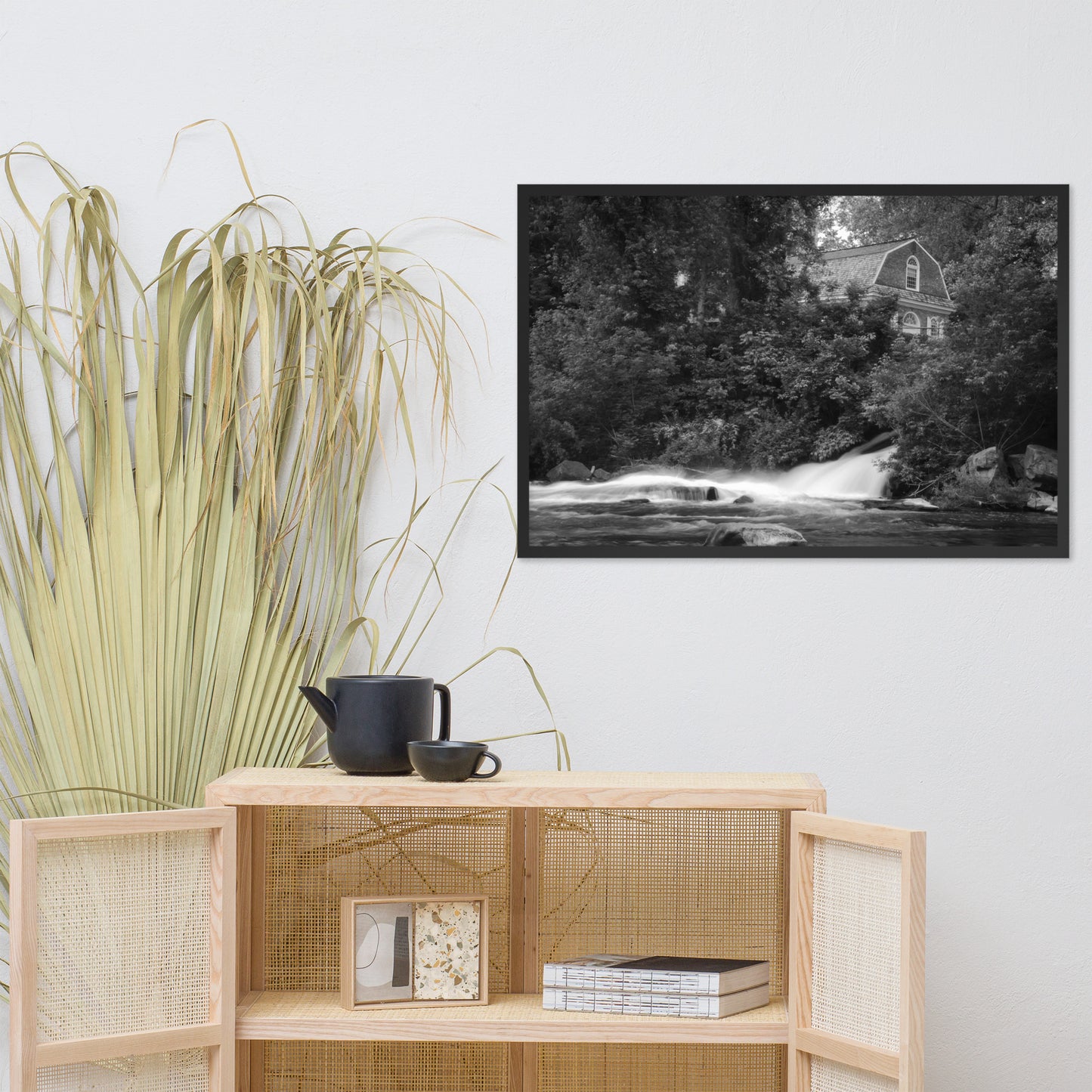 The Brandywine River and First Presbyterian Church Black & White Framed Photo Paper Wall Art Prints