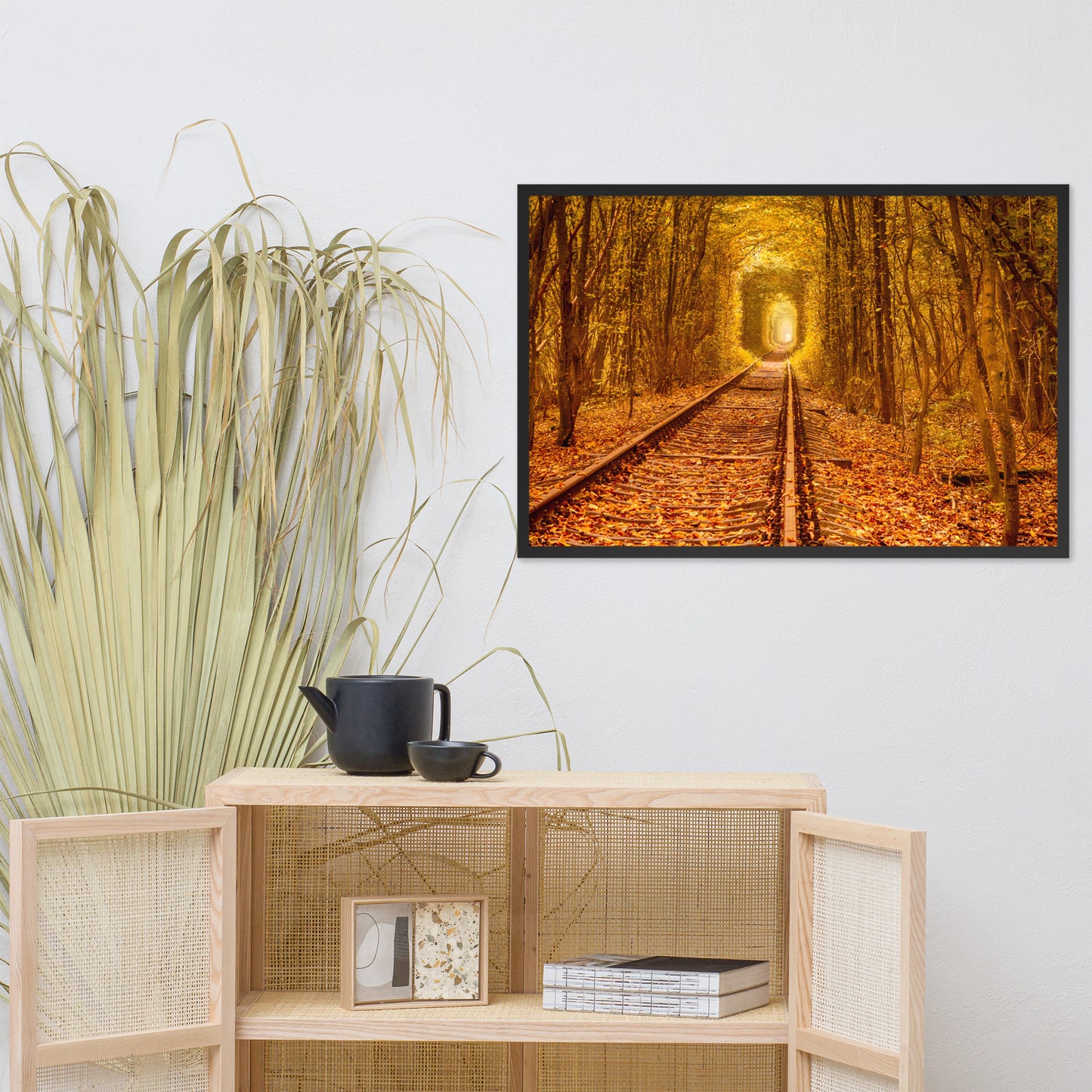 Ukraine Forest Railway Tunnel of Love Landscape Photo Framed Wall Art Print