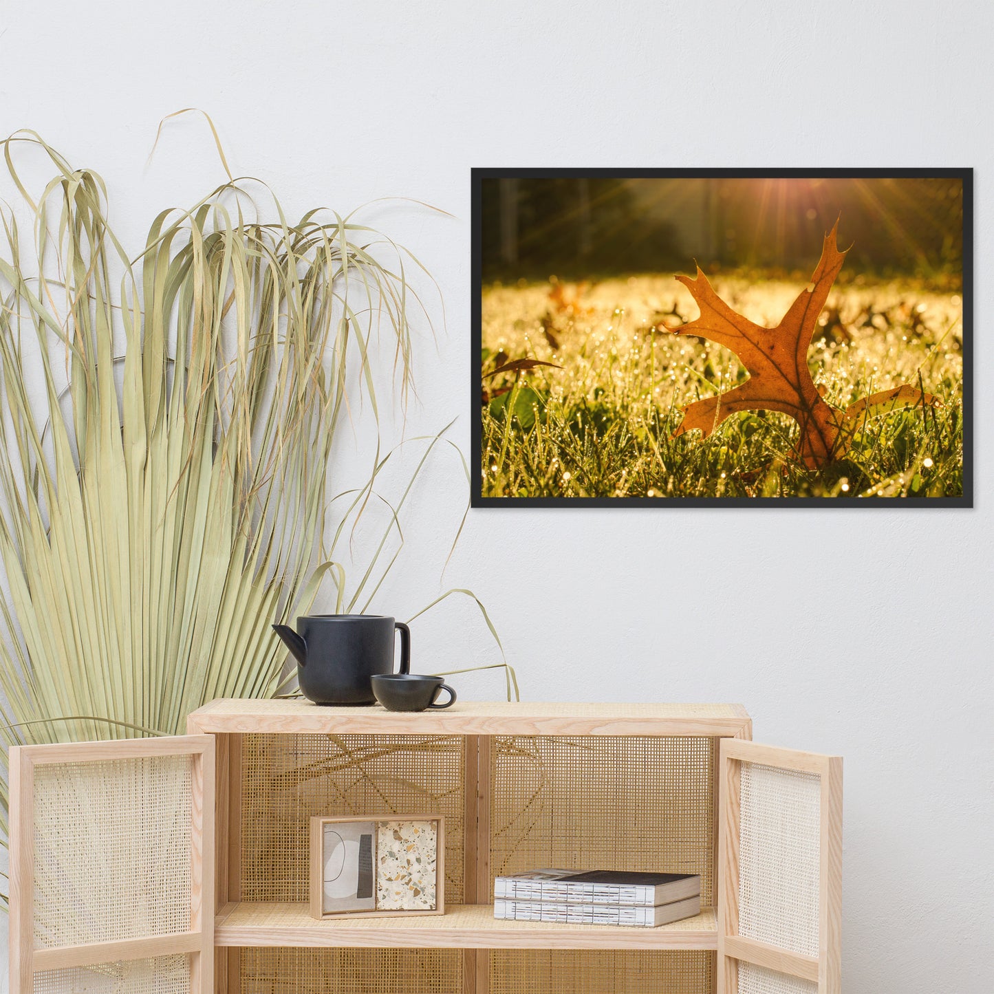 Fall Leaf in Morning Sun Botanical Nature Photo Framed Wall Art Print