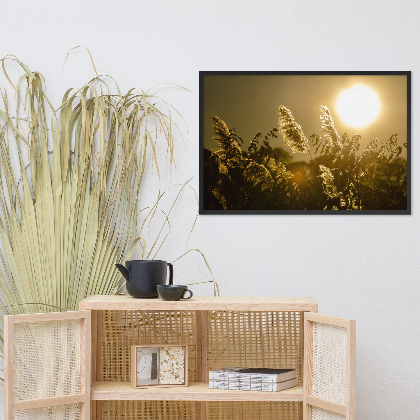 Golden Marsh Weeds Botanical Nature Photo Framed Wall Art Print