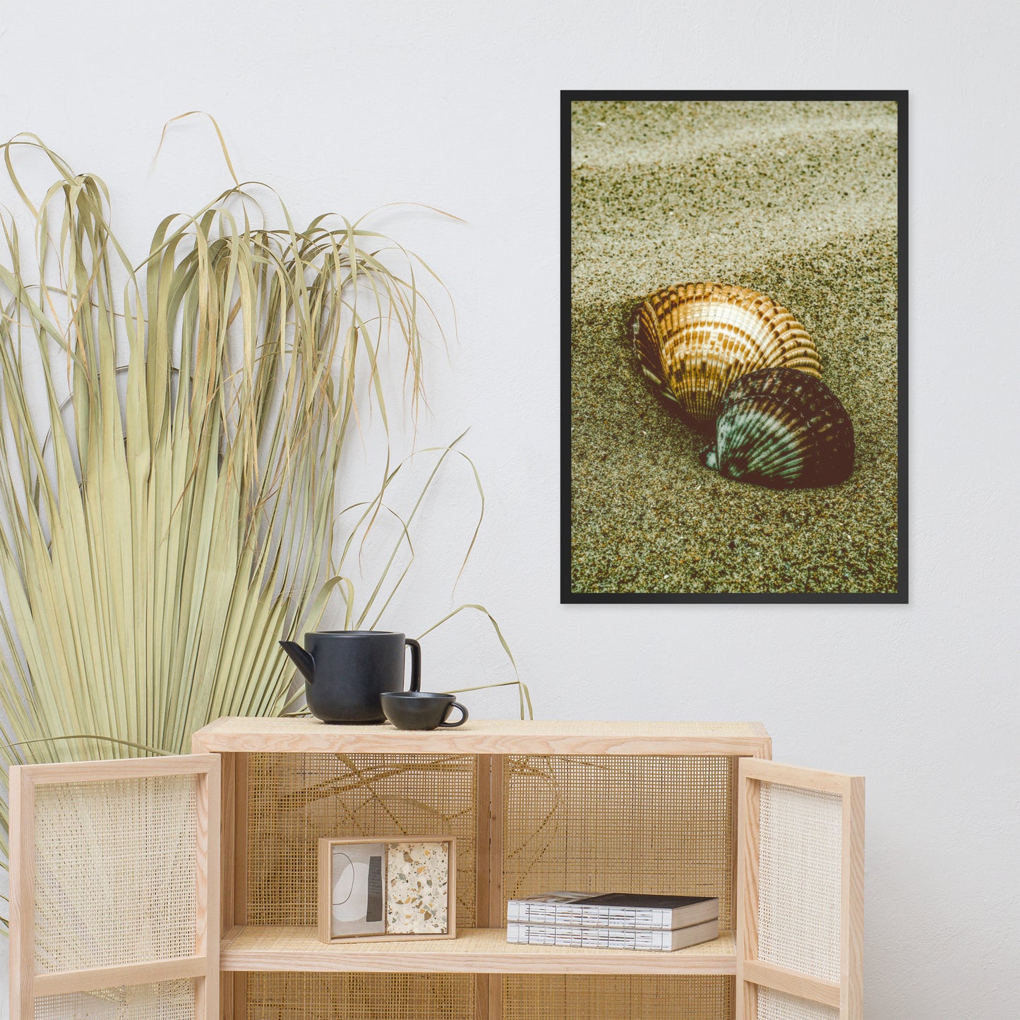 Dreamy Beach Sea Shells Coastal Nature Photo Framed Wall Art Print