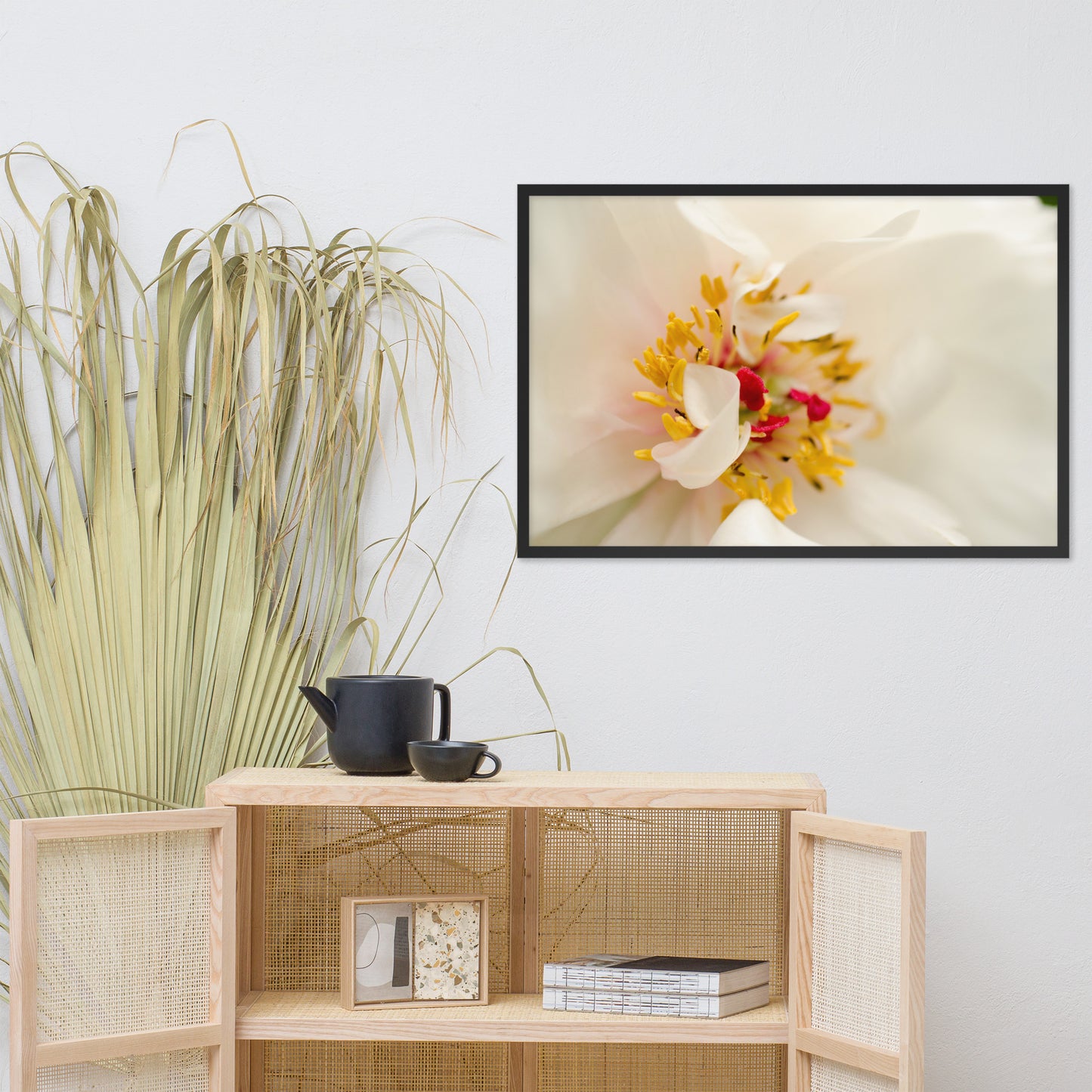 Eye of Peony Floral Nature Photo Framed Wall Art Print