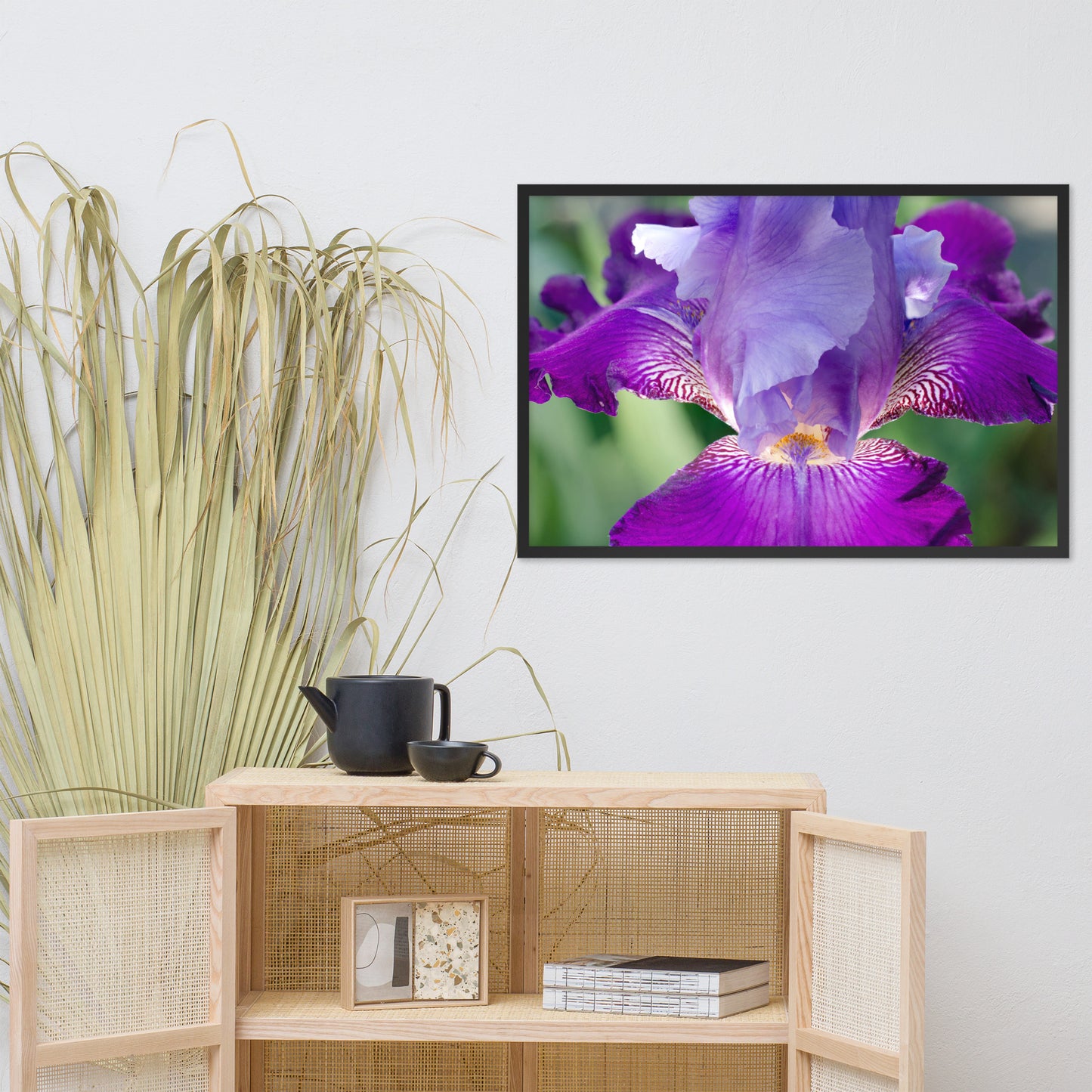 Large Wall Art Above Bed: Glowing Iris - Floral / Botanical / Nature Photo Framed Wall Art Print - Artwork - Wall Decor - Modern Home Decor